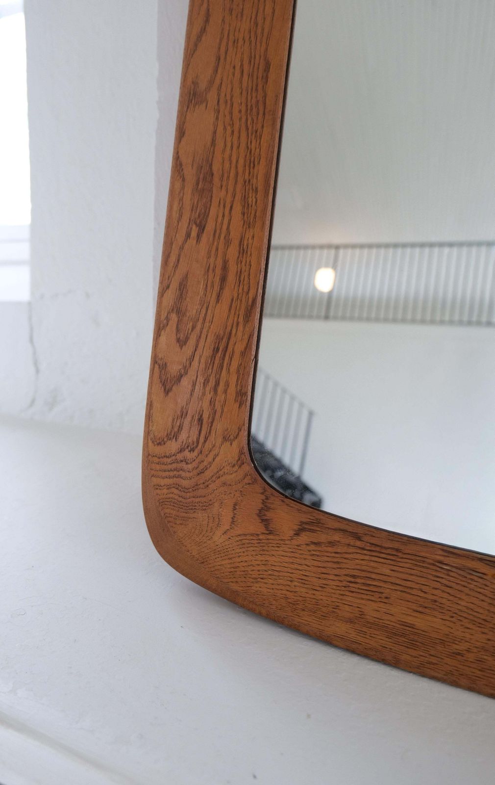 photo for sale Midcentury Modern Sculptural Wall Mirror In Stained Oak, Glass, Glas & Trä 1959