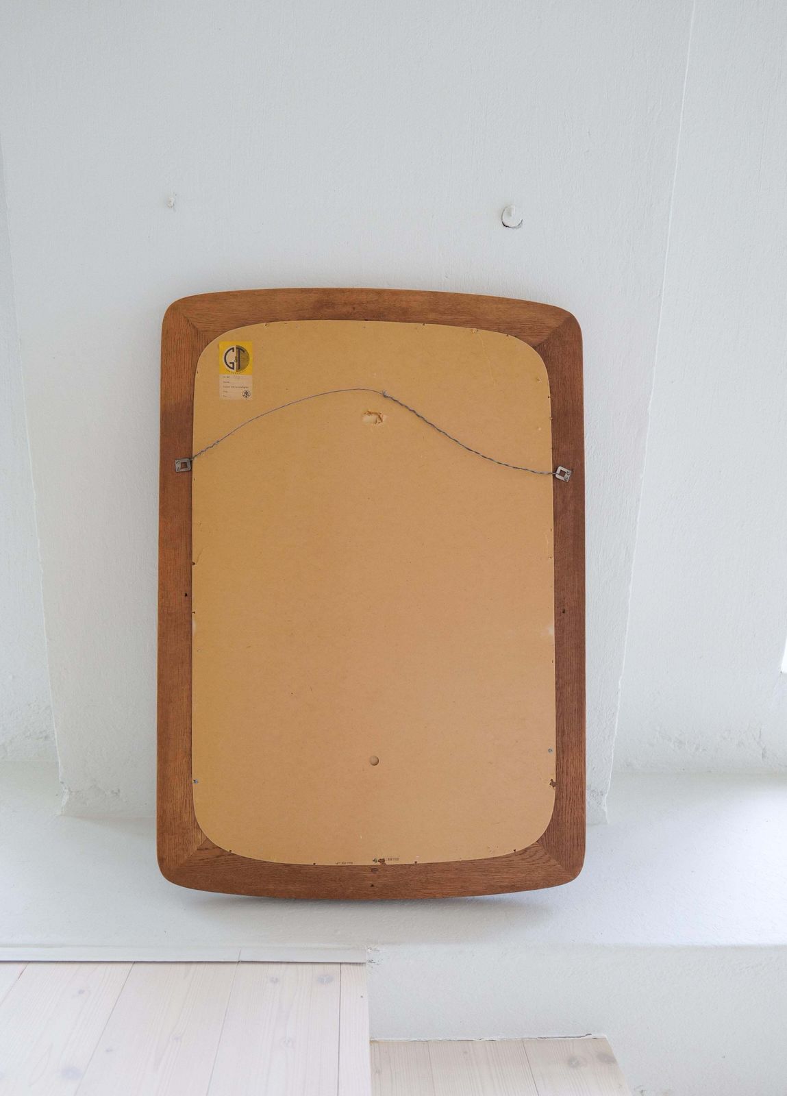 photo vintage Midcentury Modern Sculptural Wall Mirror In Stained Oak, Glass, Glas & Trä 1959