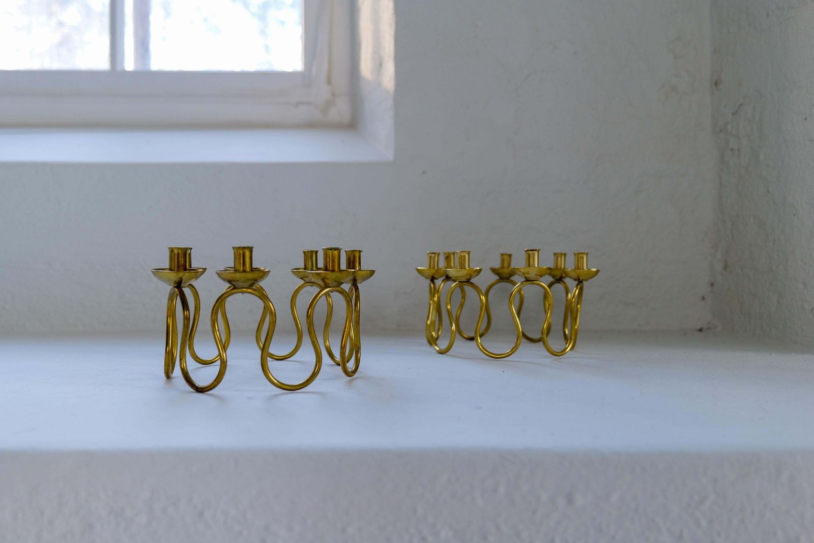 photo for sale Art Deco Candlesticks In Brass By Lars Holmström In Arvika, Sweden