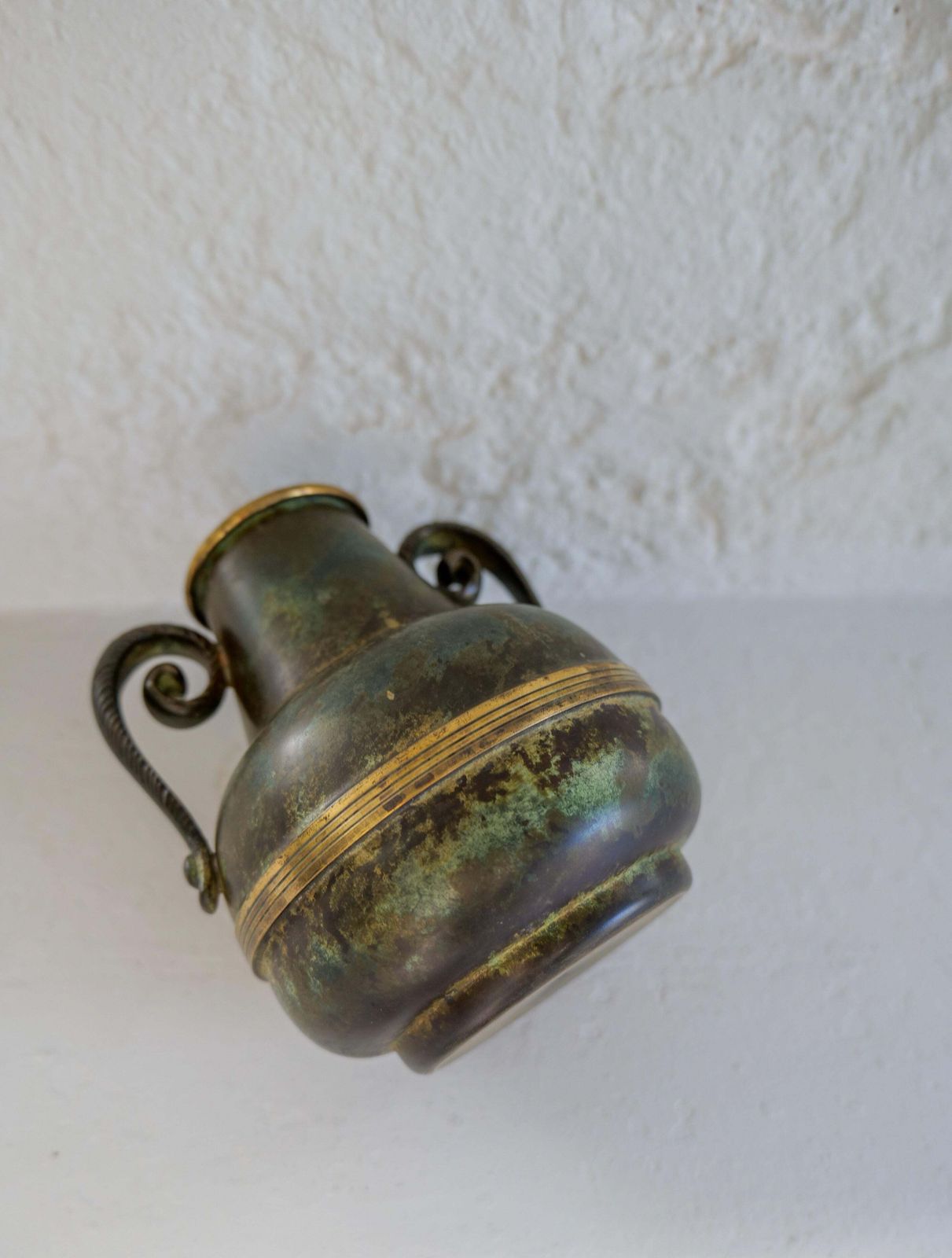 Home Decor Art Deco Vase In Bronze And Brass By Svm Handarbete, Sweden 1940s photo