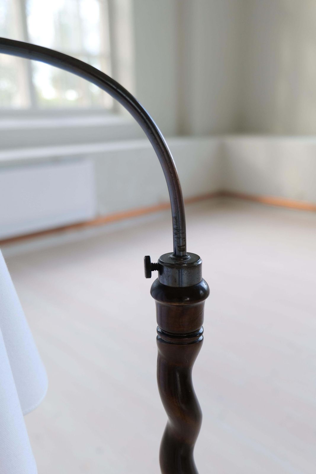 photo for sale Art Deco Organic Swirl Floor Lamp In Stained Birch Sweden, 1940s