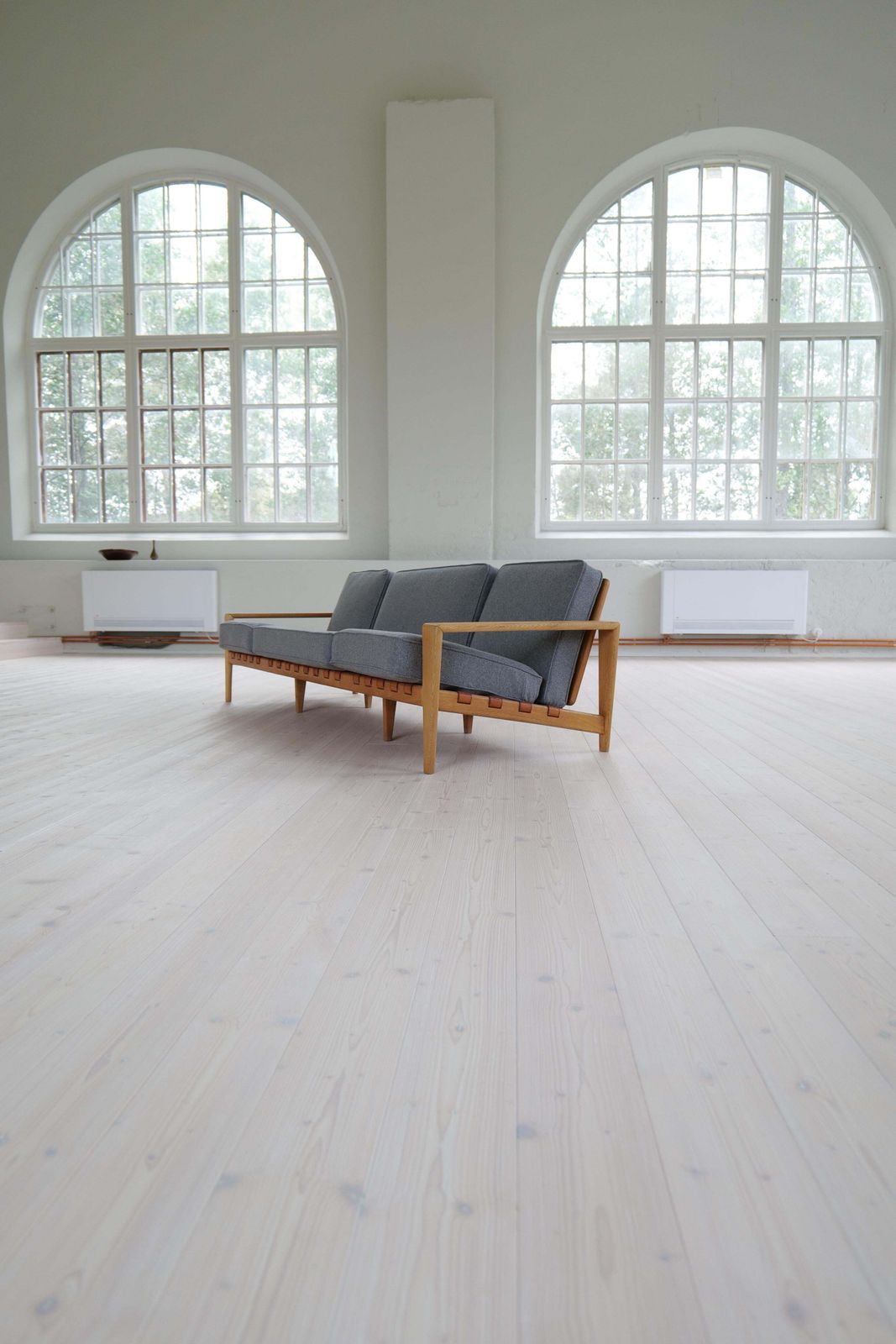 Midcentury Large Sofa "Bodö" Oak, Leather And Wool, Svante Skogh, Sweden, 1960s photo vinterior