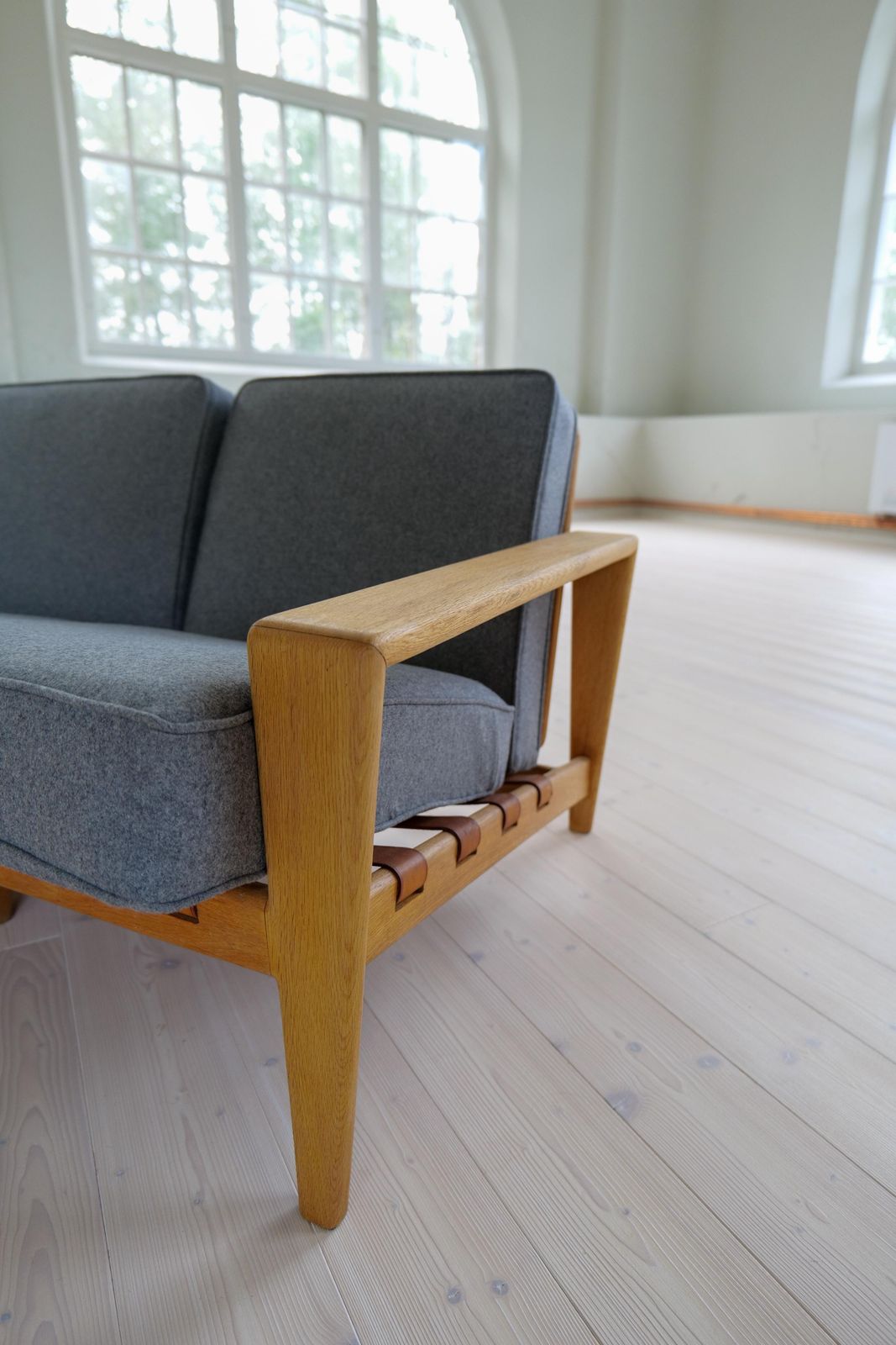 Midcentury Large Sofa "Bodö" Oak, Leather And Wool, Svante Skogh, Sweden, 1960s photo buy