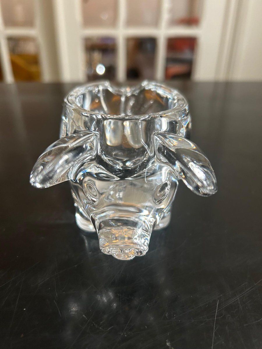 Crystal Pig Vide Poche From Cristallerie De Vannes, 1970s photo for sale