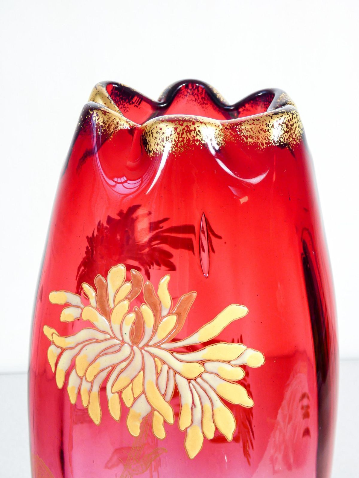 Vaso In Vetro Soffiato Dipinto A Mano Legras. Francia, XX Secolo photo Home Decor