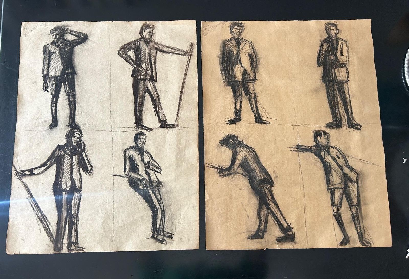 photo for sale 3 Sketches, December 1924, Charcoal On Paper, Set Of 3