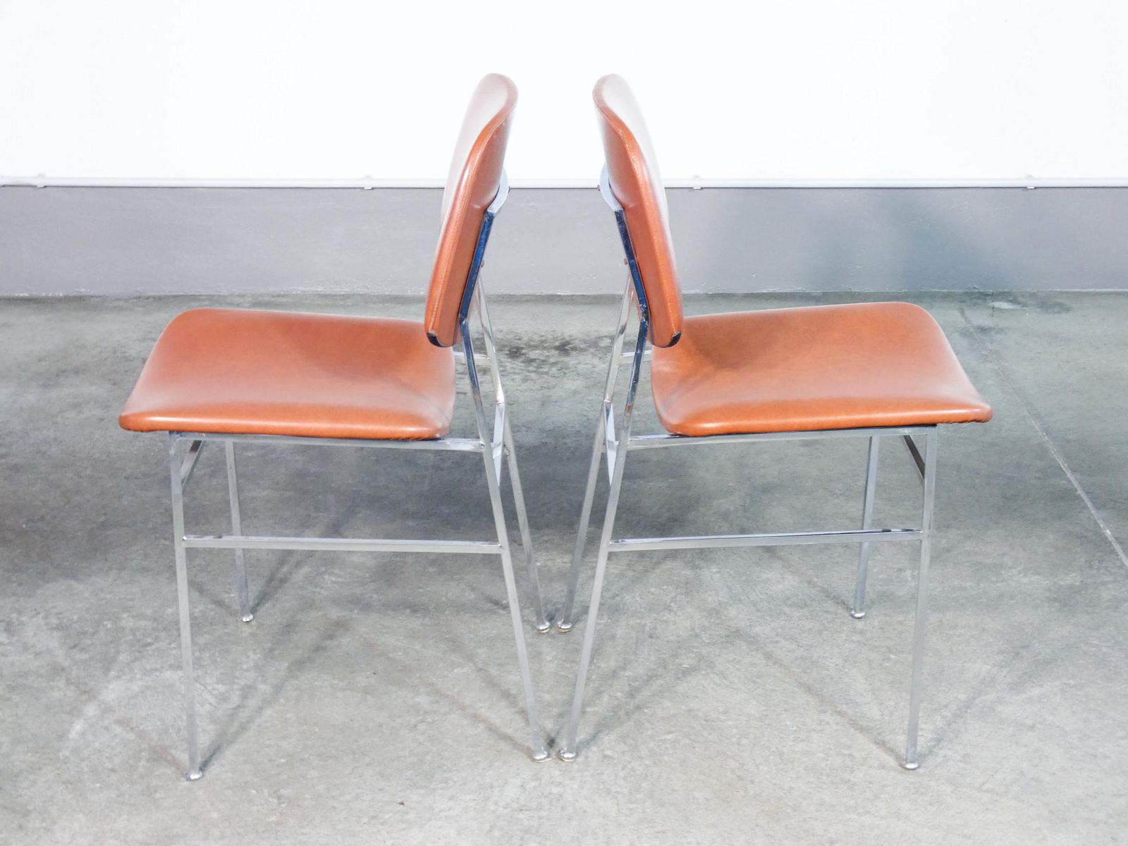Set Of Six Italian Design Chairs From The 1960s, Made Of Chrome Metal And Skai photo 1041.0