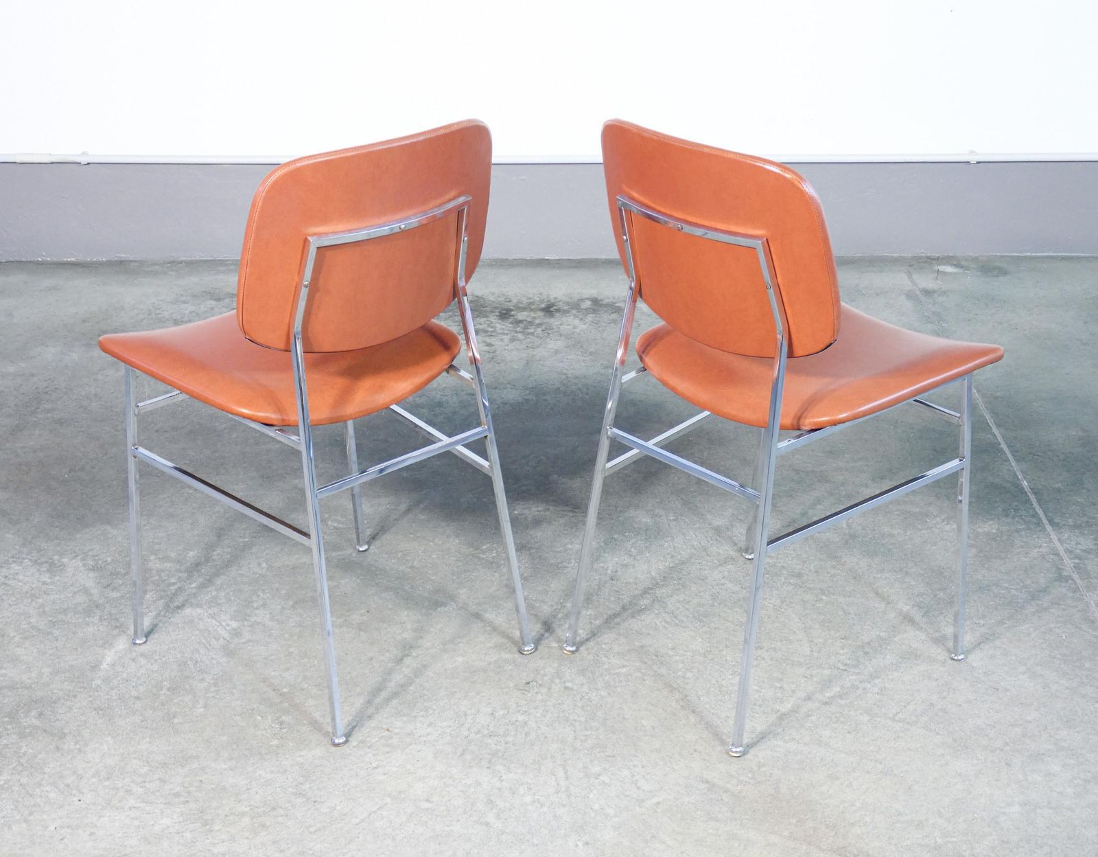 photo for sale Set Of Six Italian Design Chairs From The 1960s, Made Of Chrome Metal And Skai