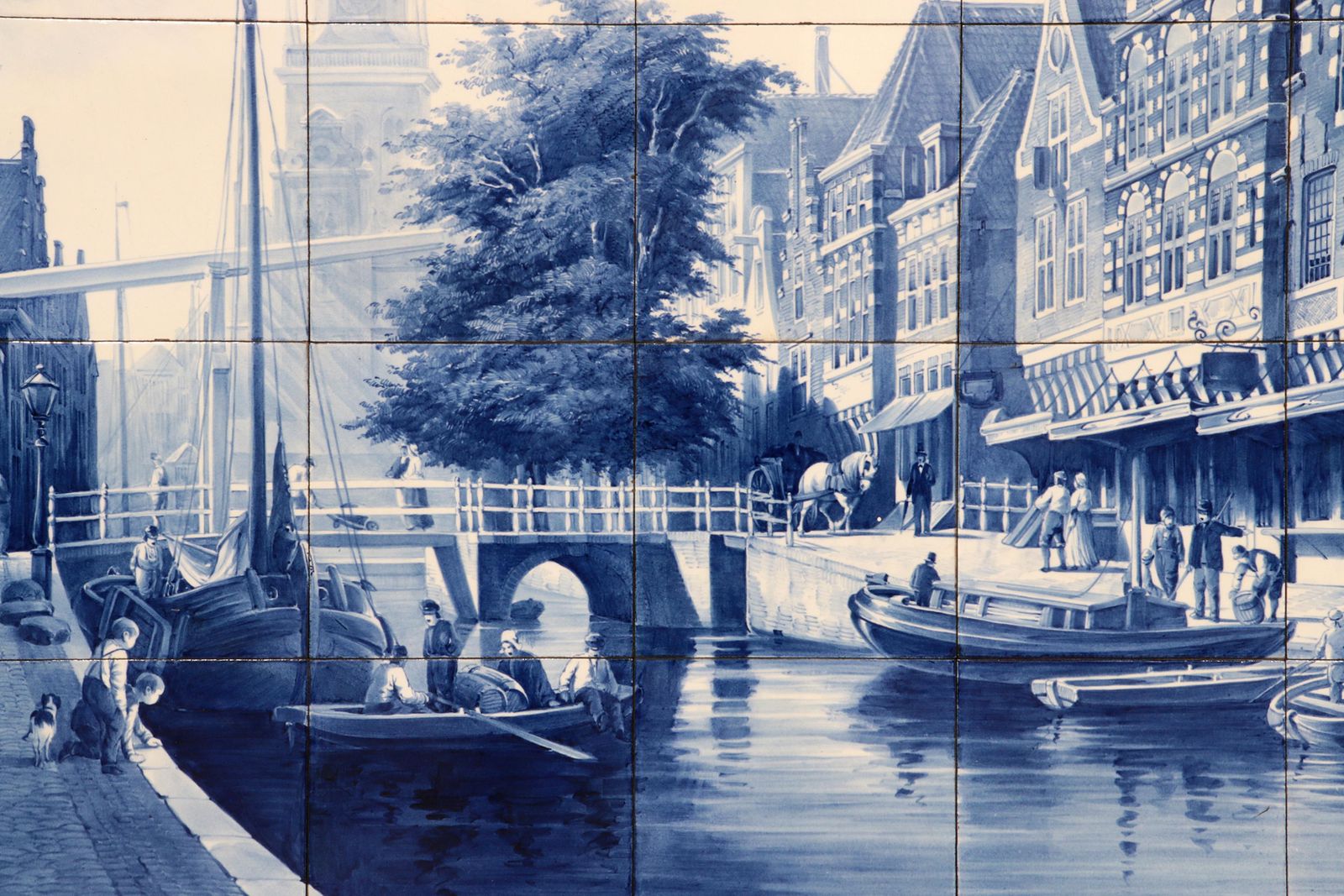 Dutch Delft Por Fles Large Tile Tablaeu De Waag By Cornelis Springer 1898 photo Art