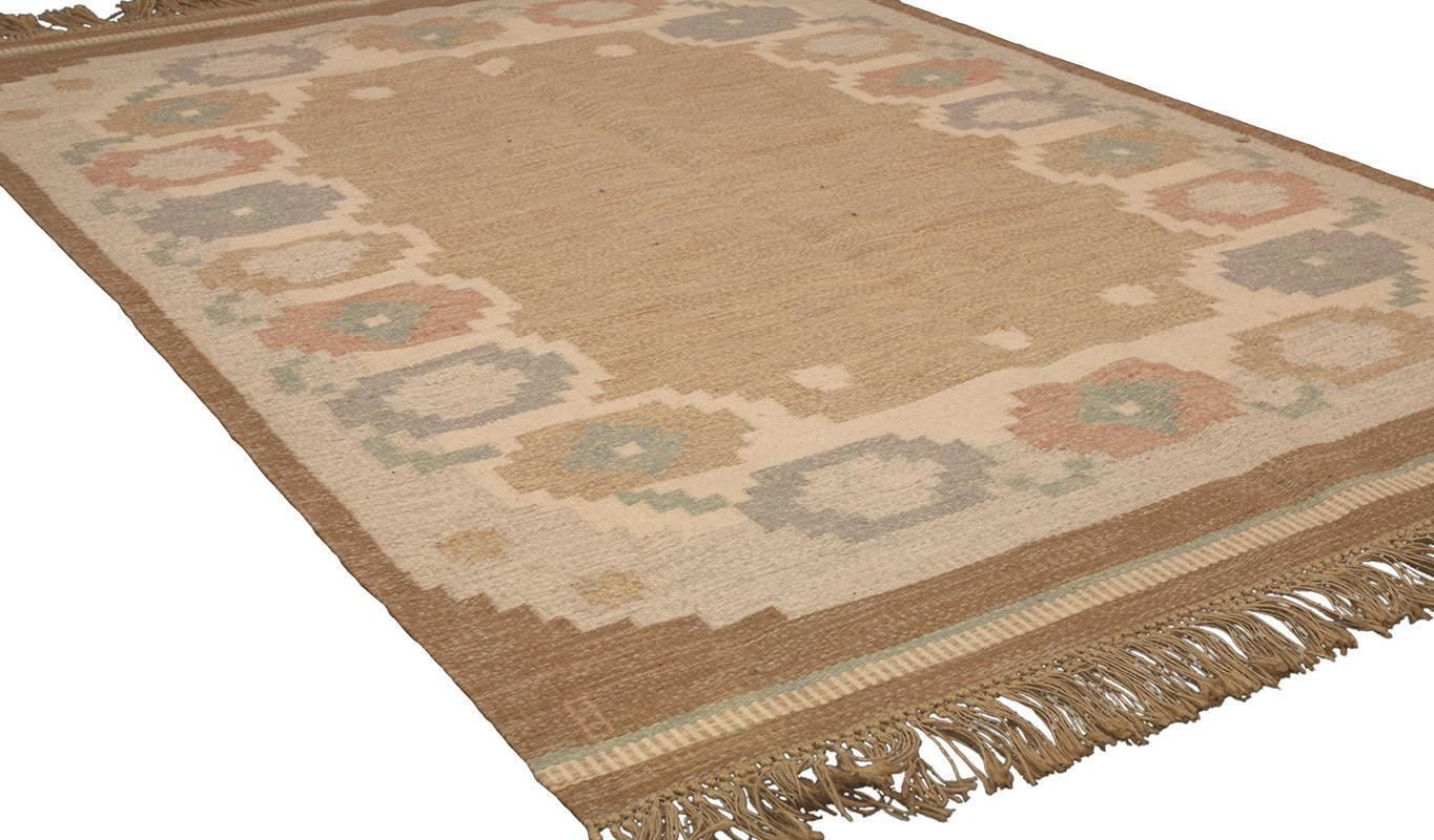 Scandinavian Rug Rollakan Signed Earthy Tones photo furniture