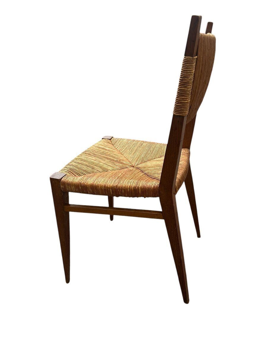 Set Of Straw Chairs By Marcel Gascoin, 1950s photo furniture
