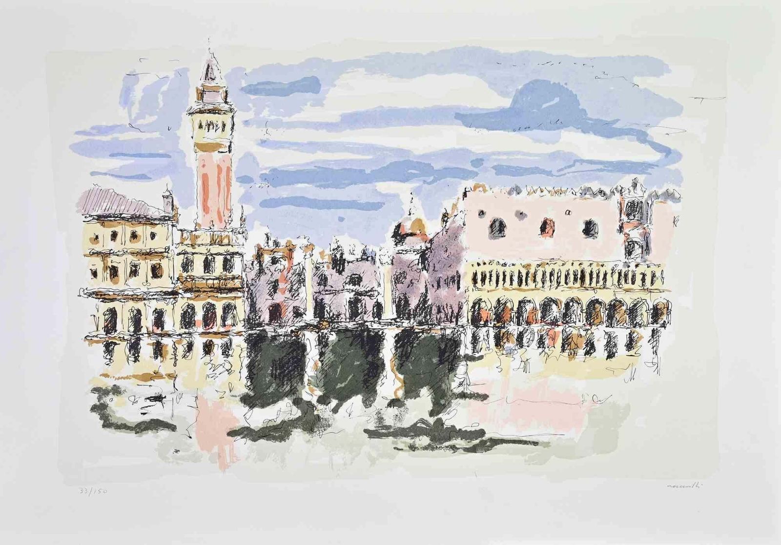 Franco Marzilliview Of Venice   Lithograph By Franco Marzilli   1980s1980s