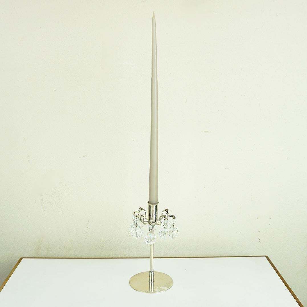 Austrian Midcentury J L Lobmeyr Crystal Glass Silver Candleholder photo buy