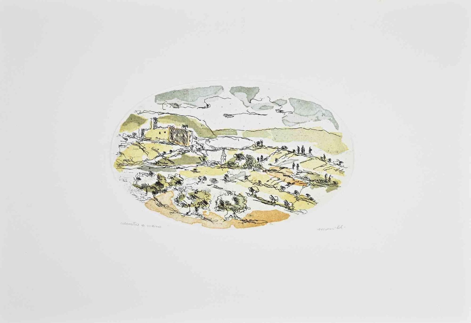 Franco Marzillilandscape   Etching By Franco Marzilli   1980s1980s