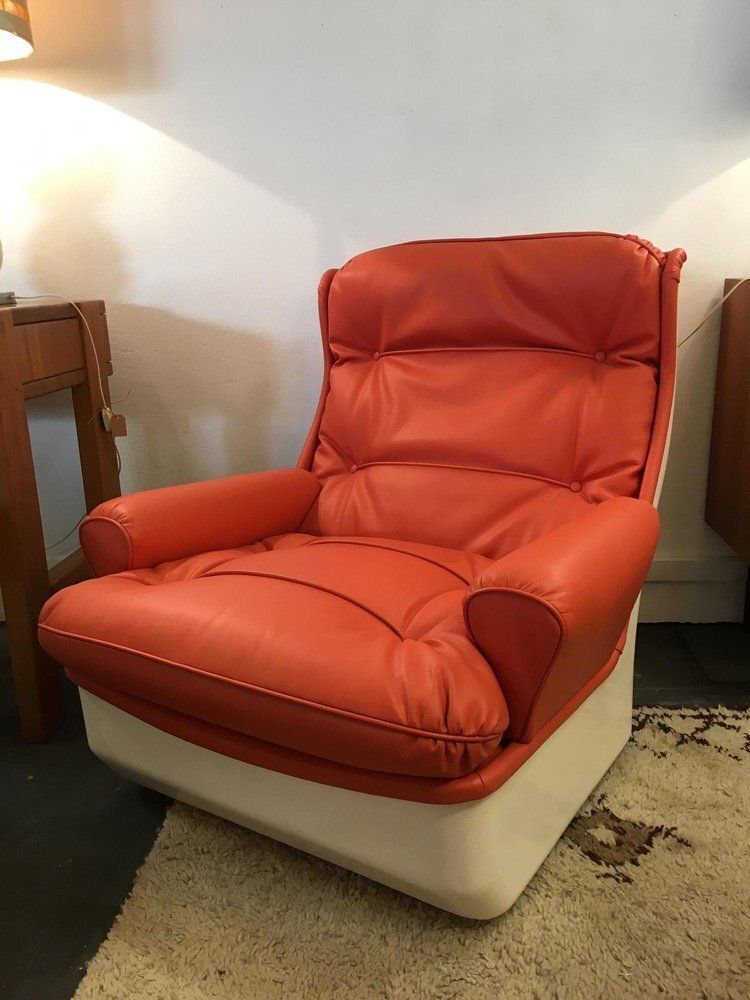 Orange Lounge Chair By Michel Cadestin For Airborne, 1960s photo for sale