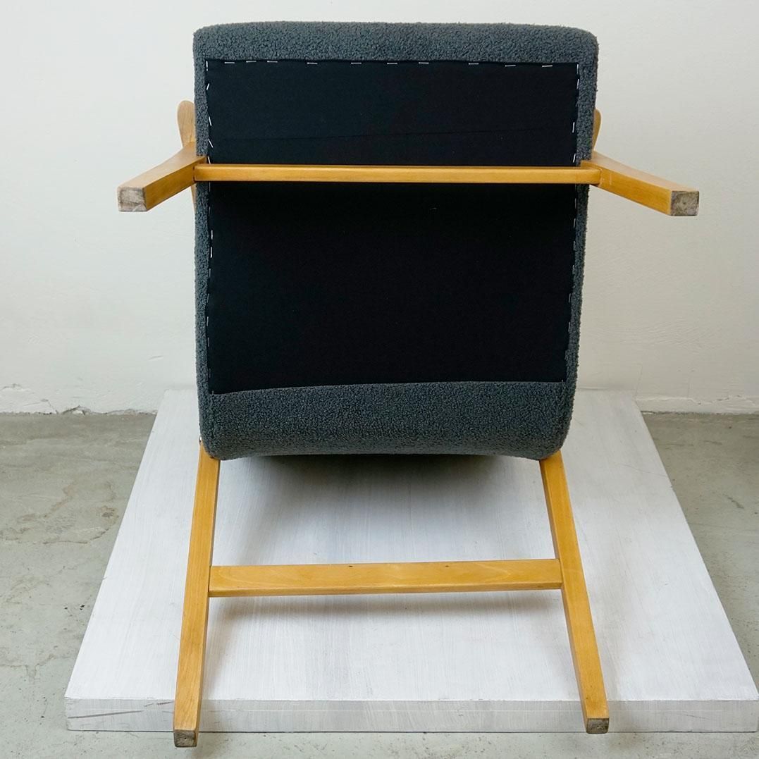 1502.0 Grey Bouclé Beechwood Café Ritter Lounge Chair By Roland Rainer Vienna photo