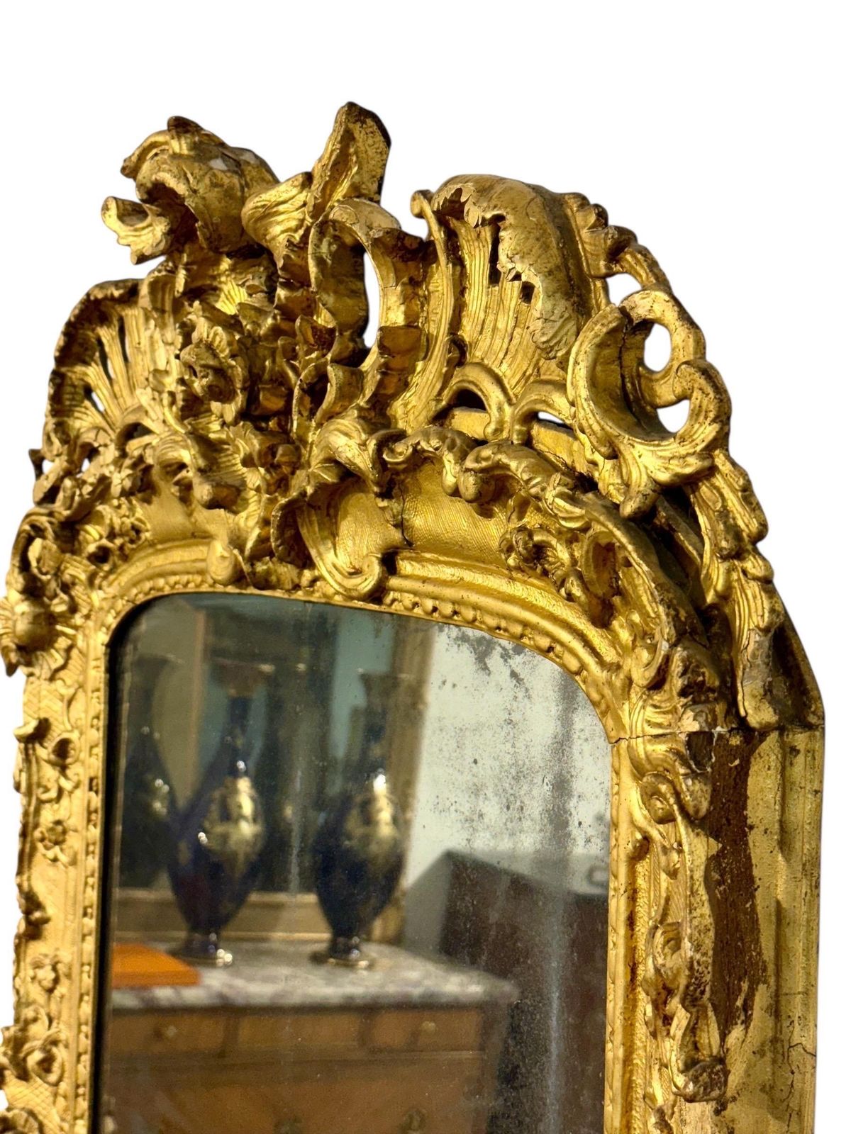 photo buy 18th Century French Louis XV Giltwood Mirror With Original Mercury Glass