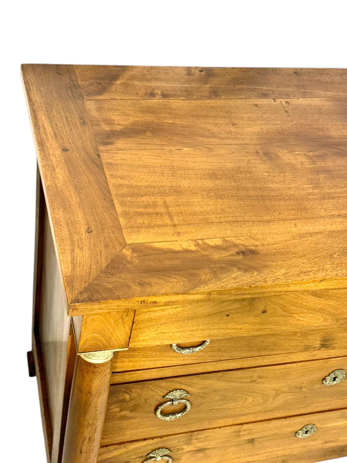 photo vintage French Empire Walnut Commode With Bronze Mounts, Early 19th Century