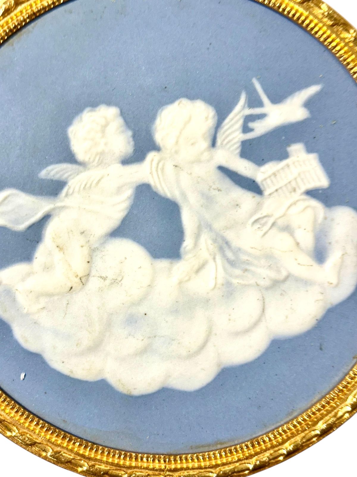 Pair Of Limoges Ceramic Plaques With Cherubs, C.1880 photo buy