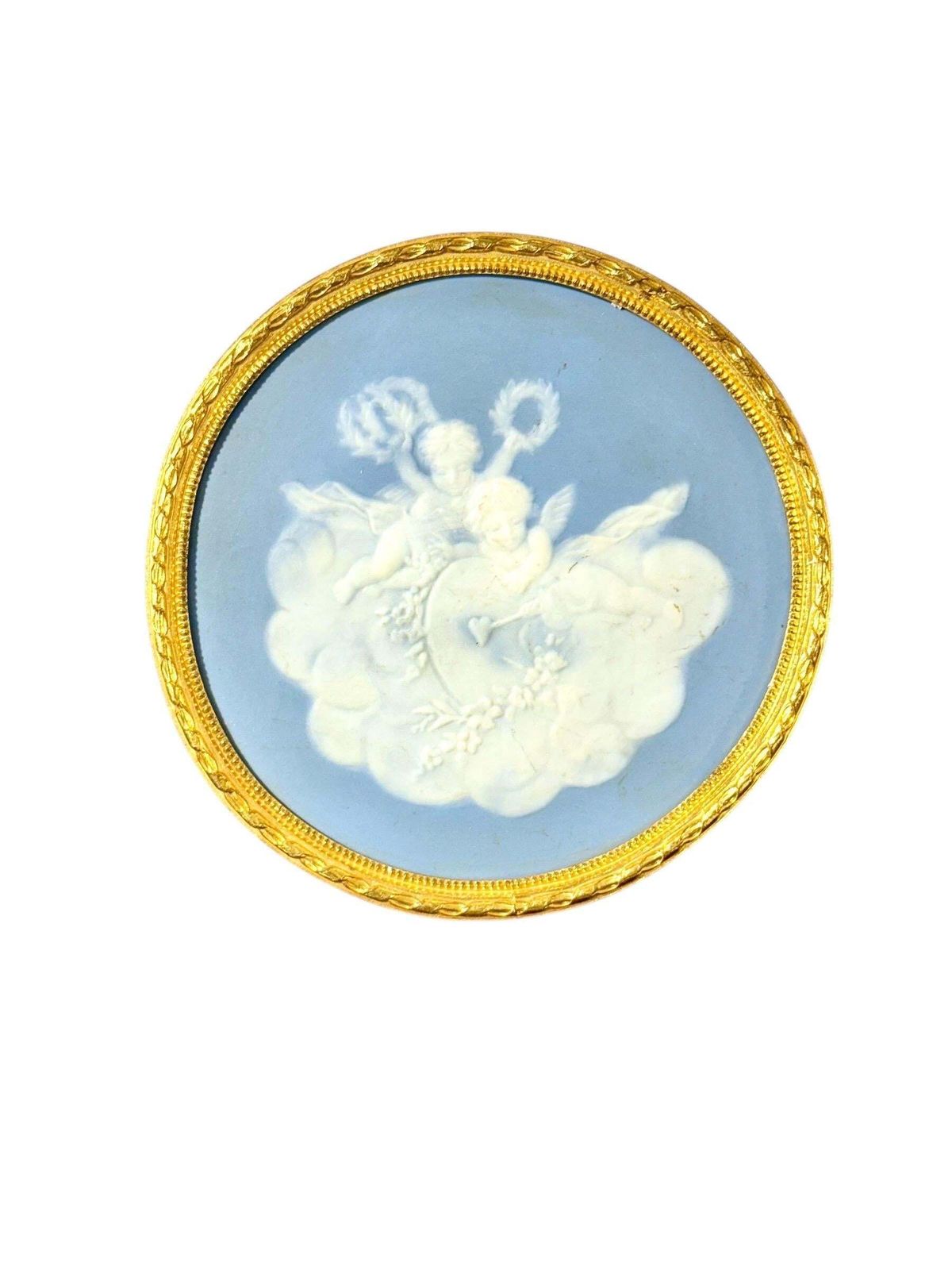 Home Decor Pair Of Limoges Ceramic Plaques With Cherubs, C.1880 photo