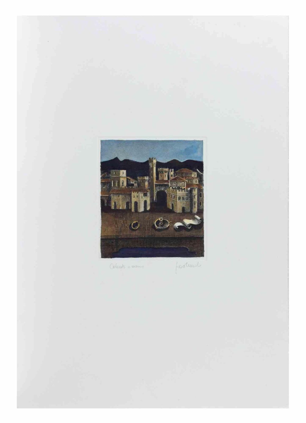 Franco Fortunatocityscape   Etching By Franco Fortunato   1990s1990s photo furniture