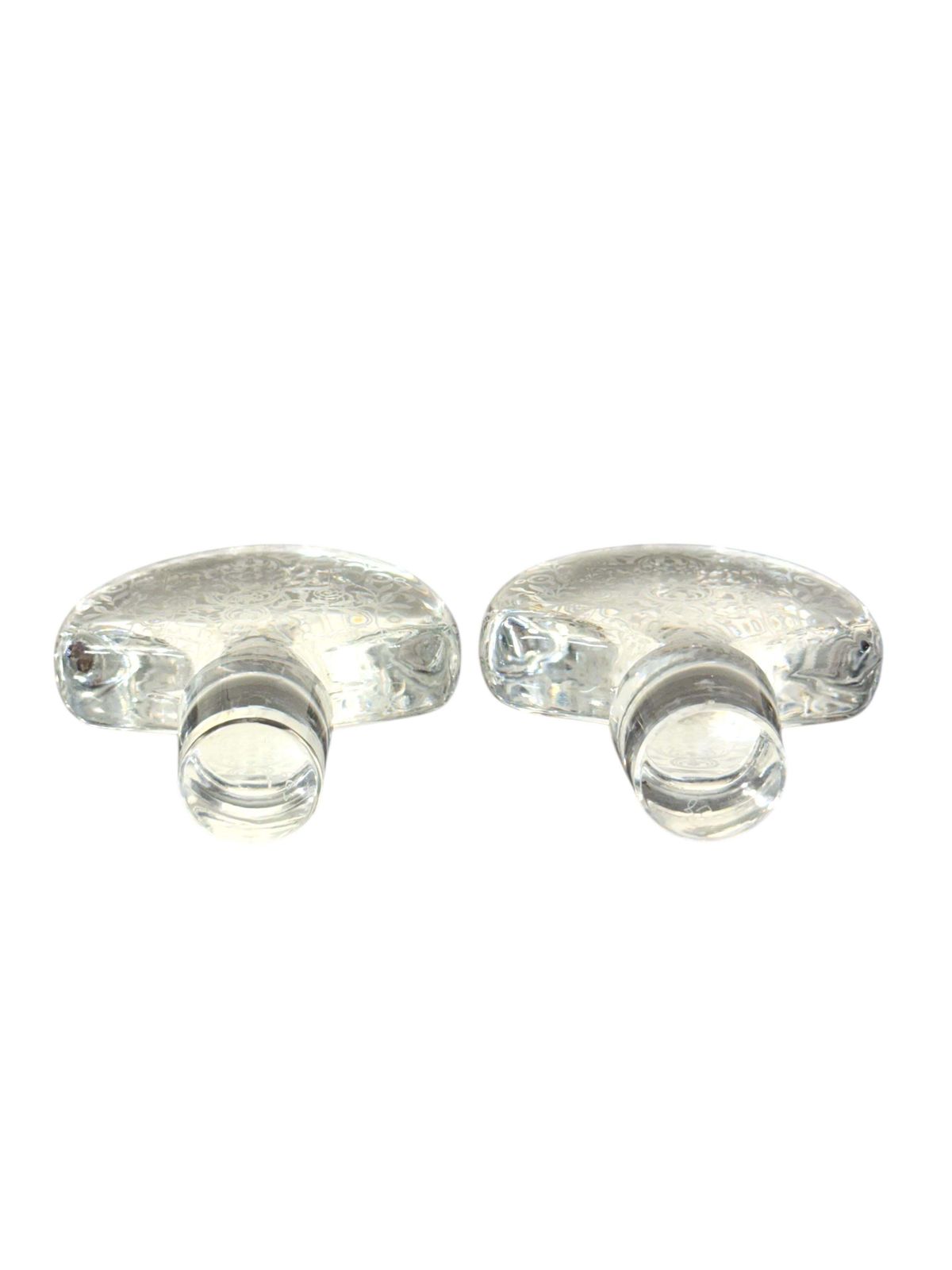 Pair Of Baccarat Rohan Engraved Crystal Decanters With Mushroom Stoppers photo for sale
