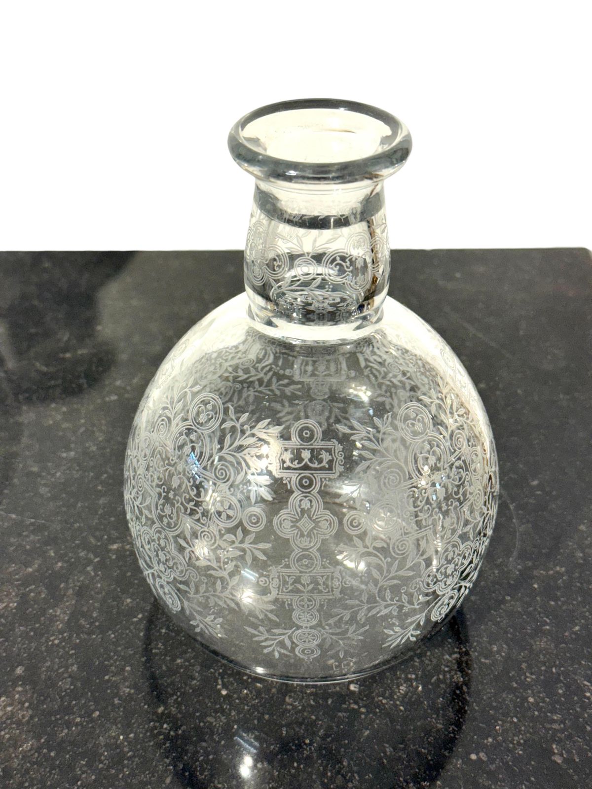 964.0 Pair Of Baccarat Rohan Engraved Crystal Decanters With Mushroom Stoppers photo