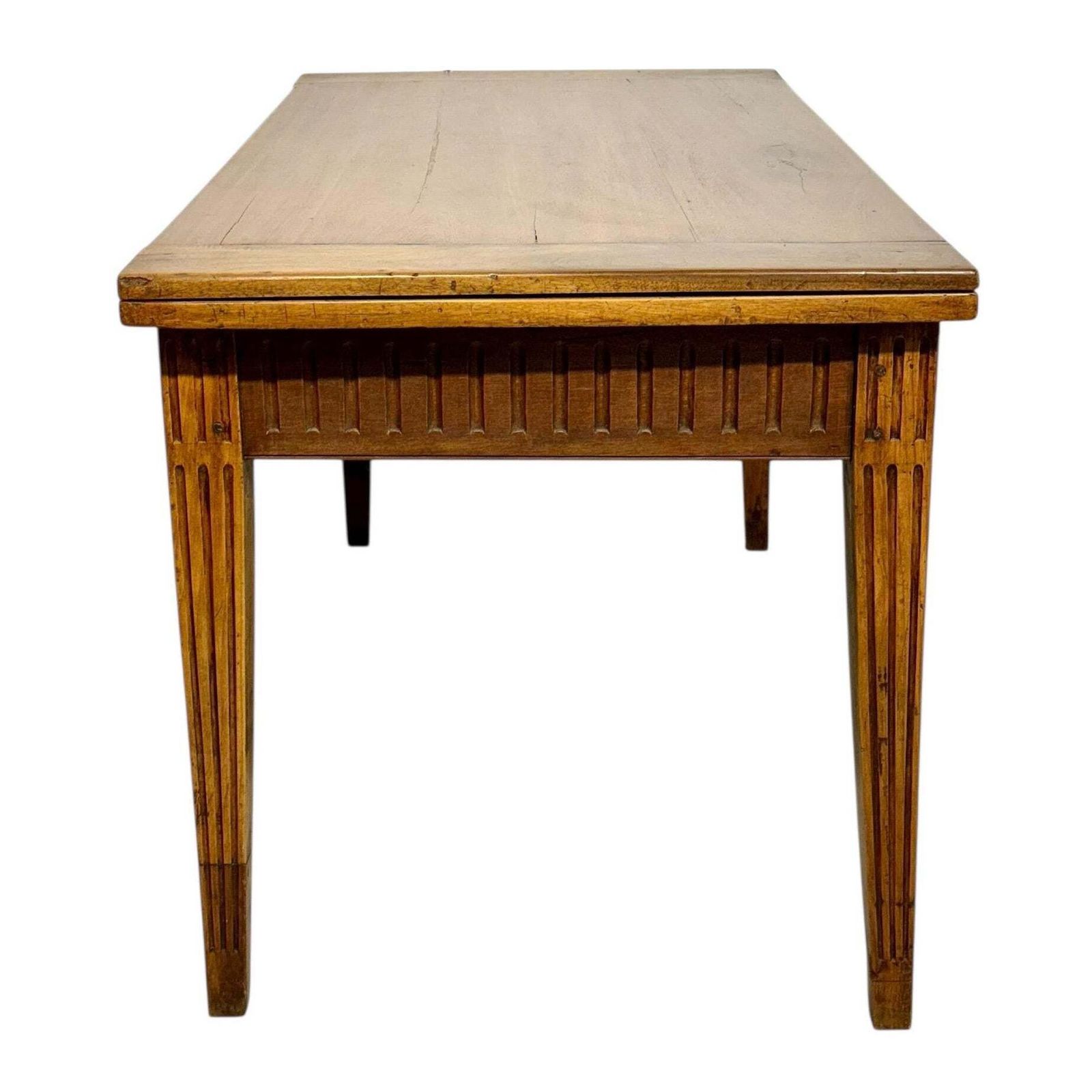18th Century Louis XVI Walnut Table With Fluted Carvings
