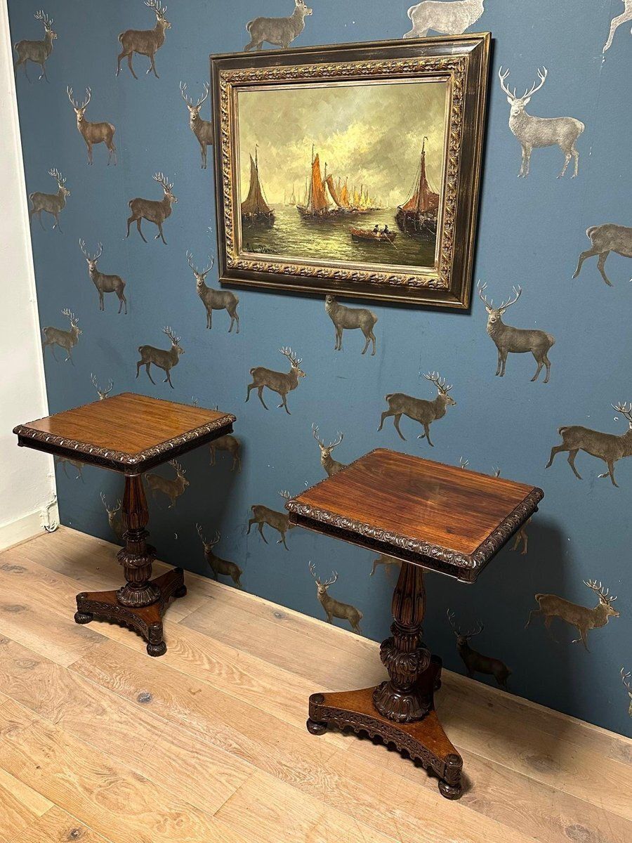 photo vinterior Anglo Indian Tilt Top Tables, Set Of 2