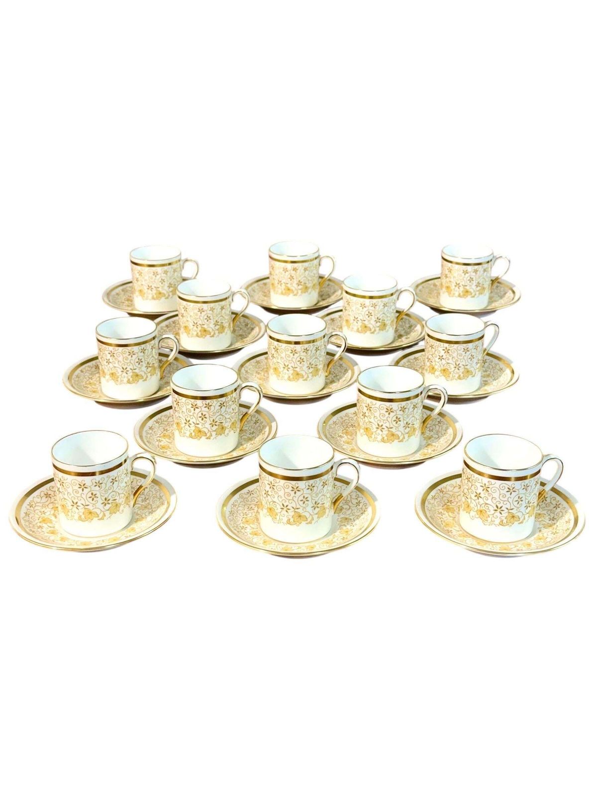 44 Piece Royal Tuscan Gold And White Bone China Coffee & Tea Service photo 1149.0