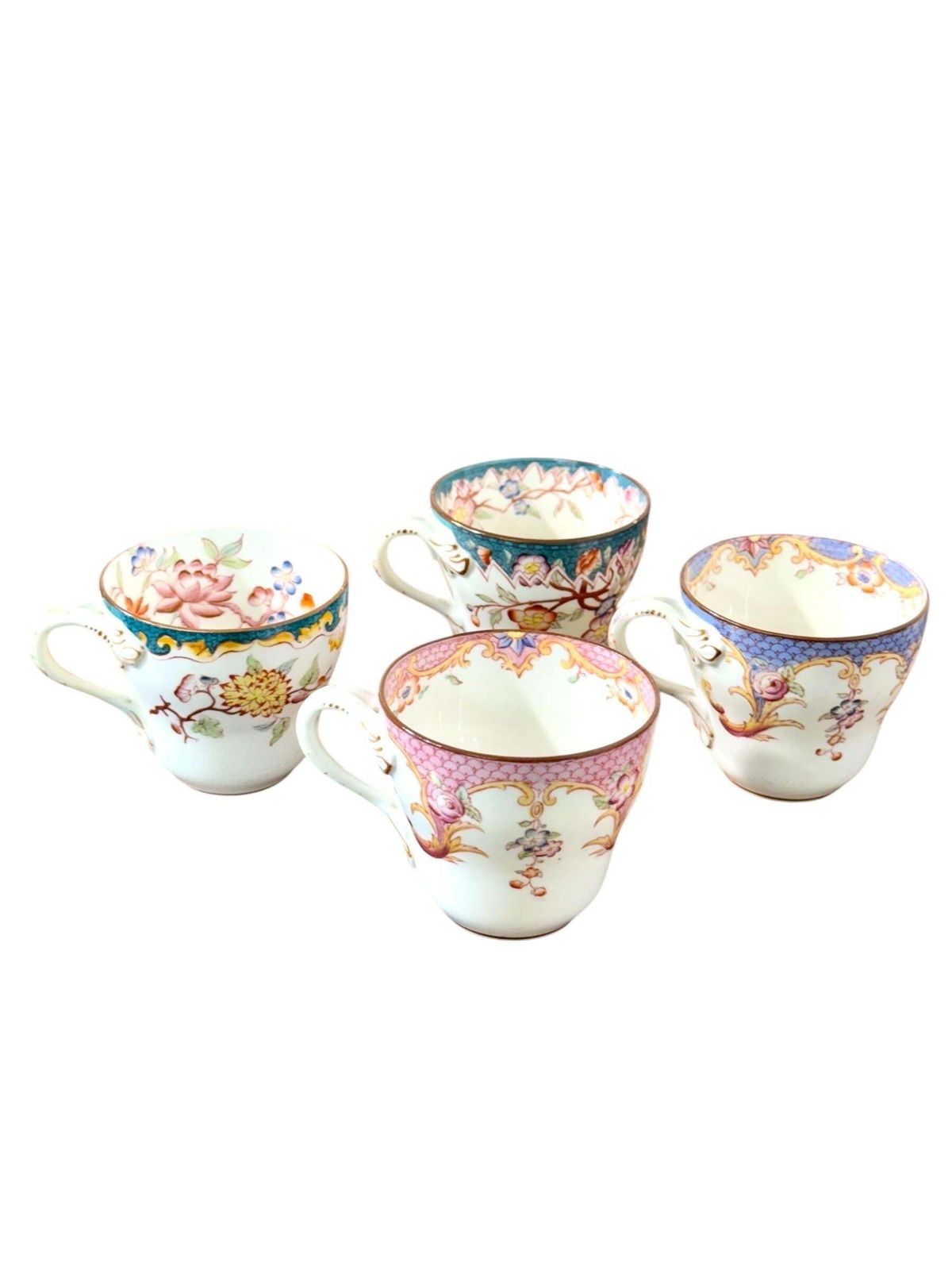 photo buy 19th Century Set Of Four Samson Paris Polychrome Demitasse Cups & Saucers