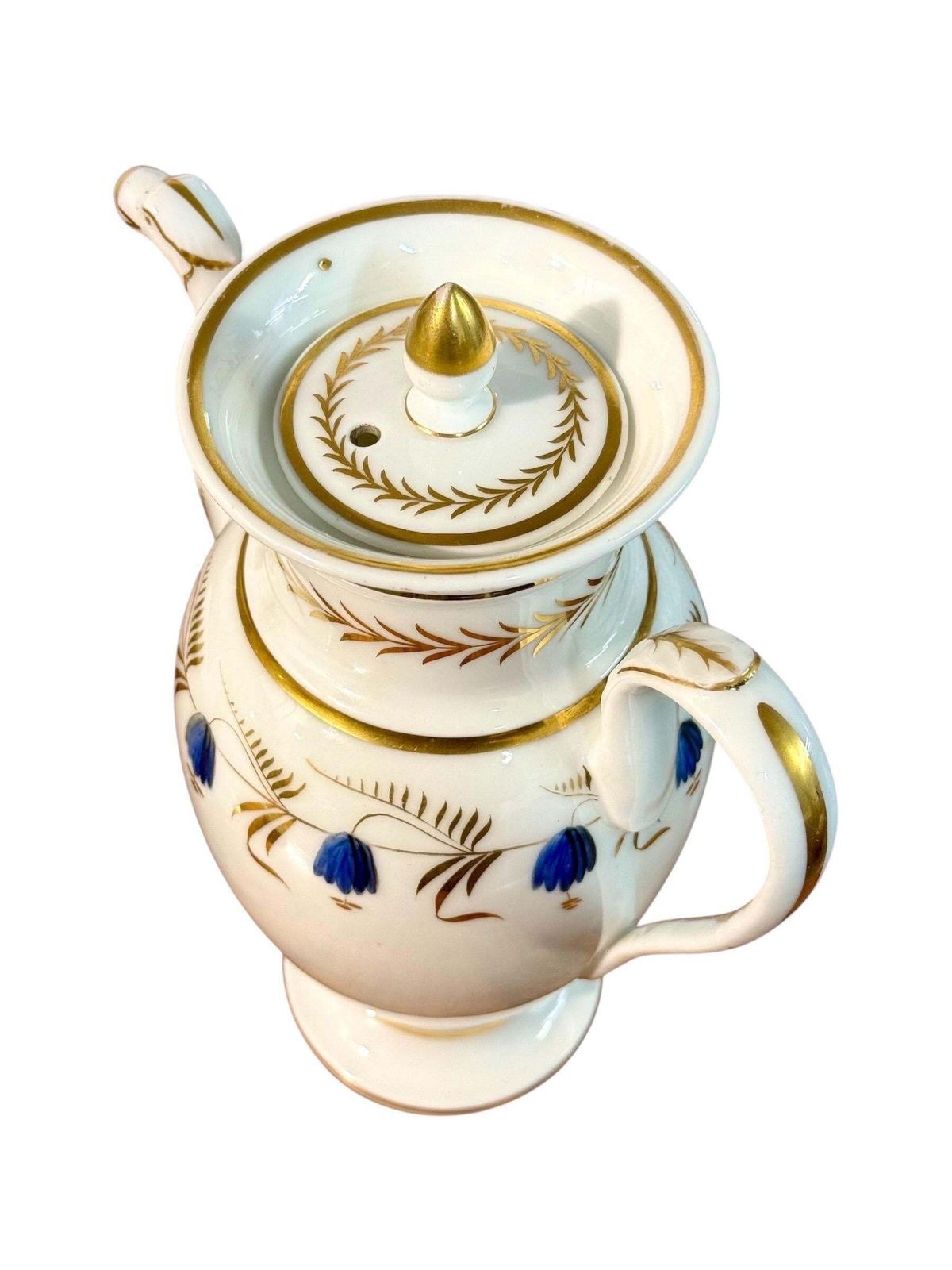 Home Decor Early 19th Century Paris Porcelain Coffee Pot With Gilding & Blue Florals photo