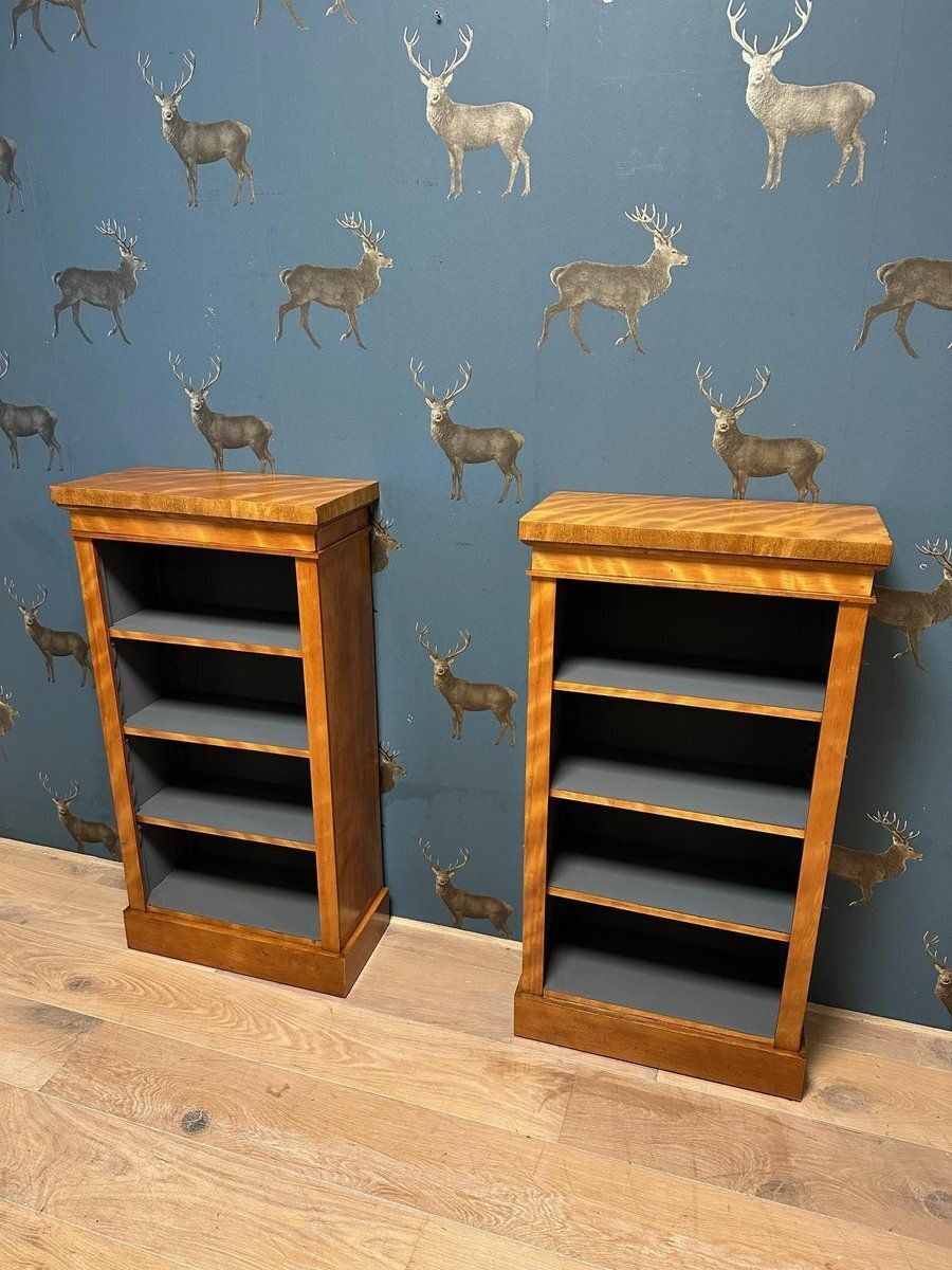 Small Antique Open Bookcases, 1890s, Set Of 2