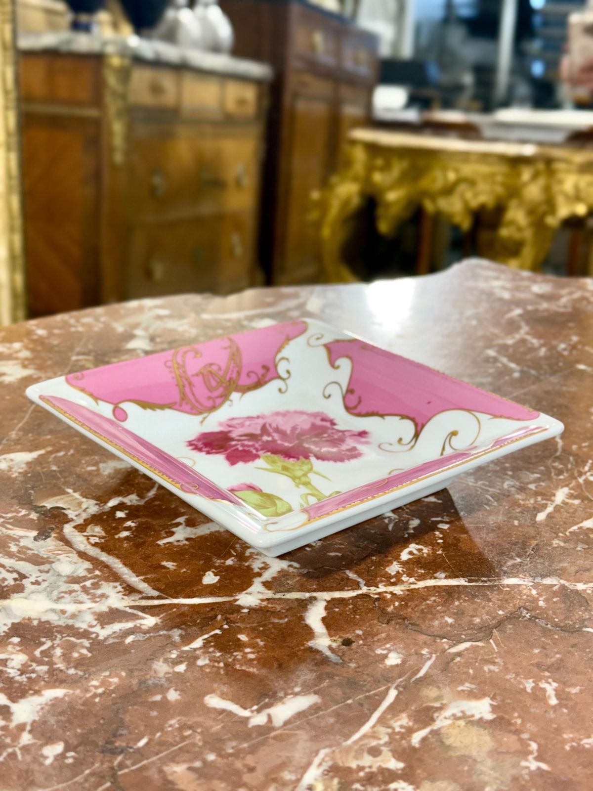 Pink And Gold Porcelain Trinket Dish By Christian Lacroix photo furniture