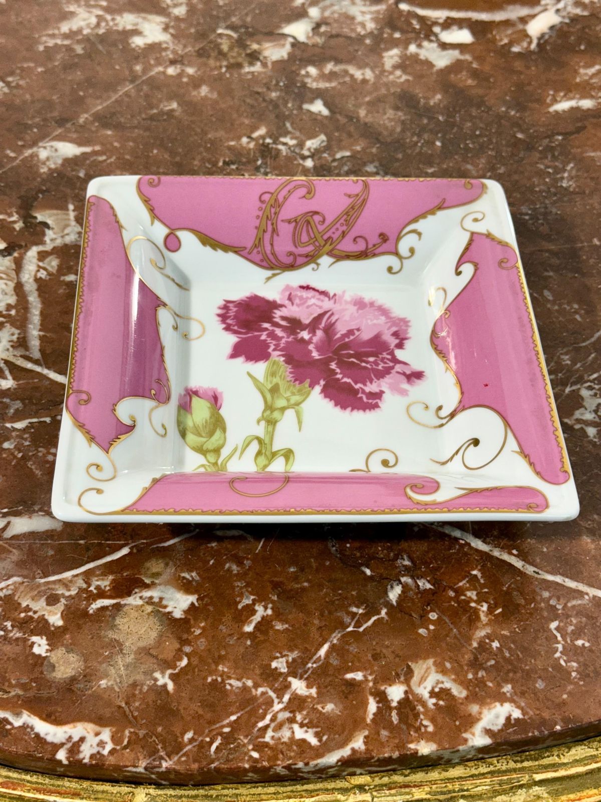 Home Decor Pink And Gold Porcelain Trinket Dish By Christian Lacroix photo