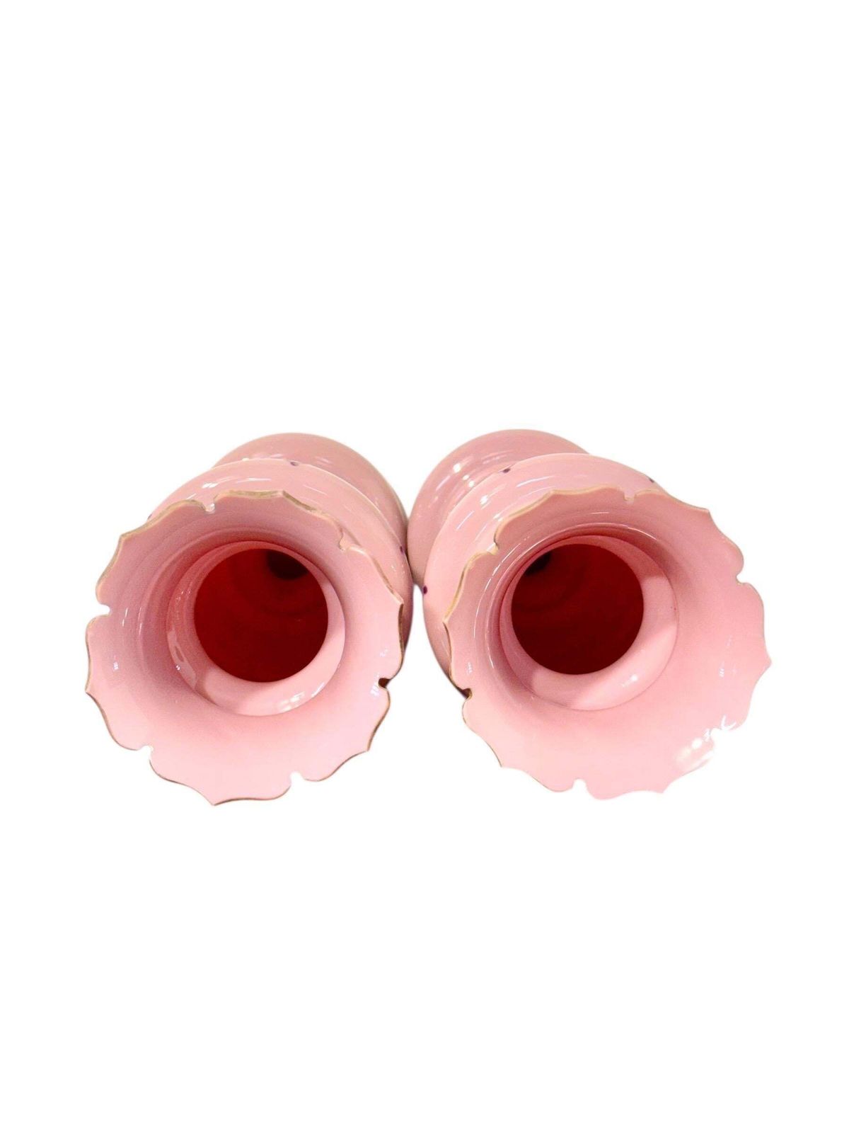 Pair Of 19th Century Pink Opaline Glass Vases With Gilt Décor photo 1015.0