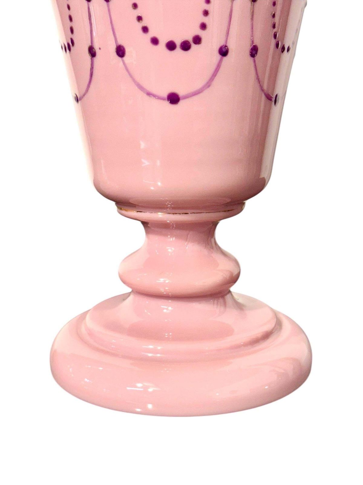 Pair Of 19th Century Pink Opaline Glass Vases With Gilt Décor photo buy