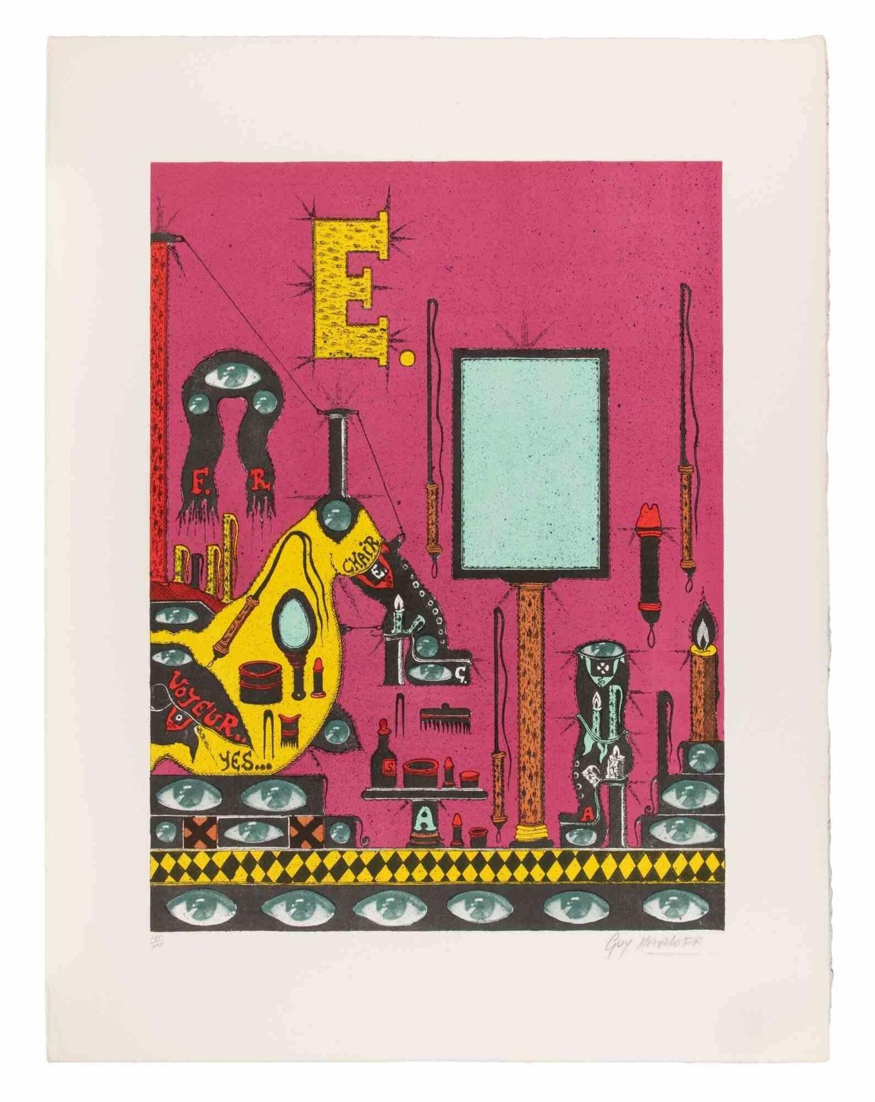 Guy Harloffuntitled (“E. / Chair”)   Screenprint By Guy Harloff   1970s1970s photo furniture