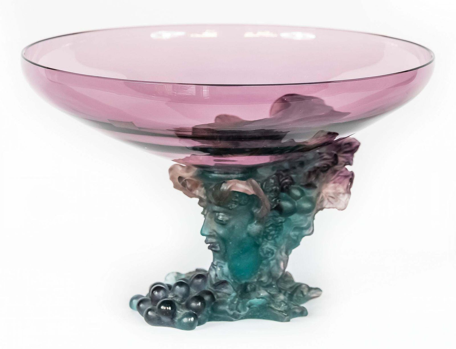 French Daum Bacchus Large Green Amethyst Vase Centerpiece Pâté De Verre photo Home Decor