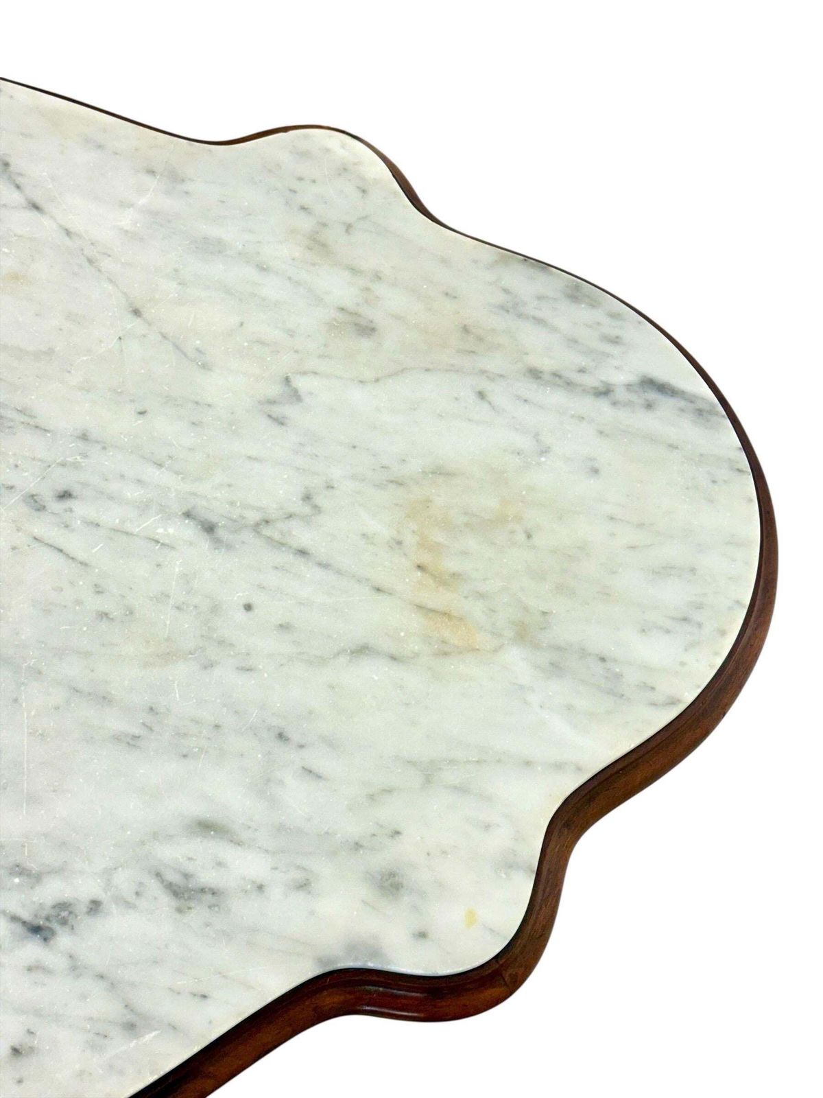 19th Century French Walnut Center Table With Shaped Marble Top And Drawers photo Furniture