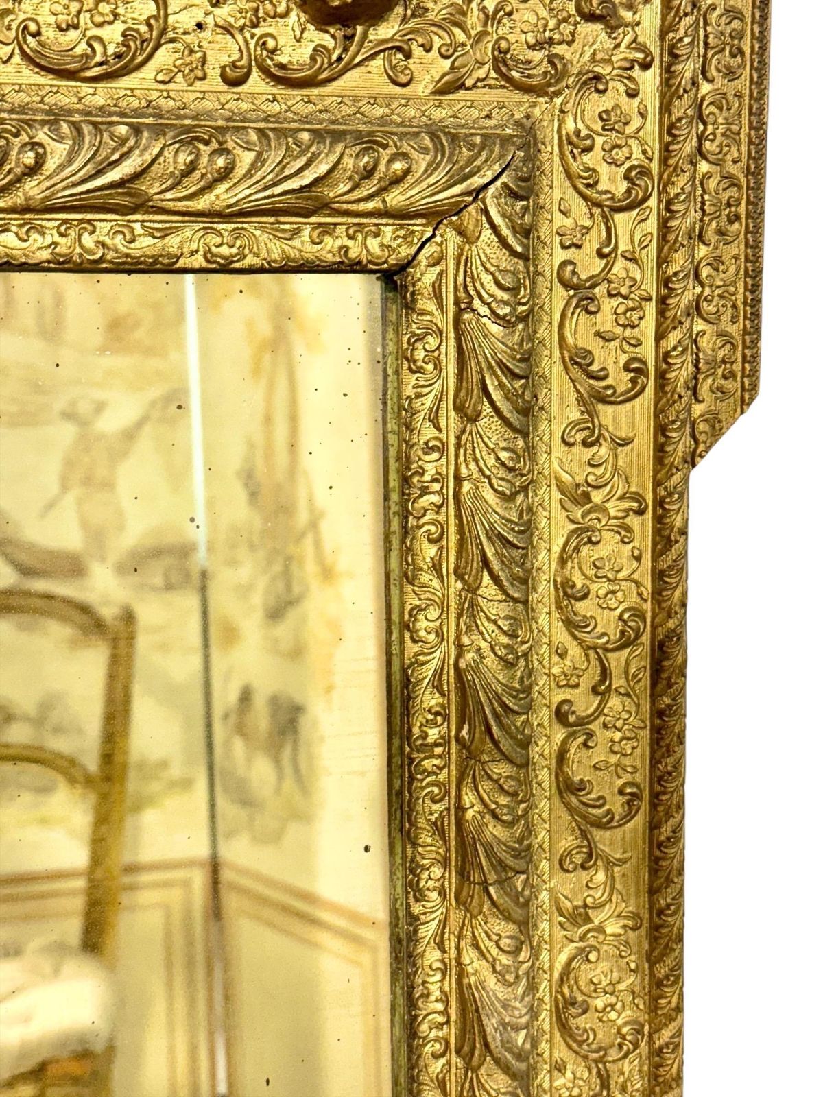 19th Century Louis XVI Style Giltwood Mirror photo for sale