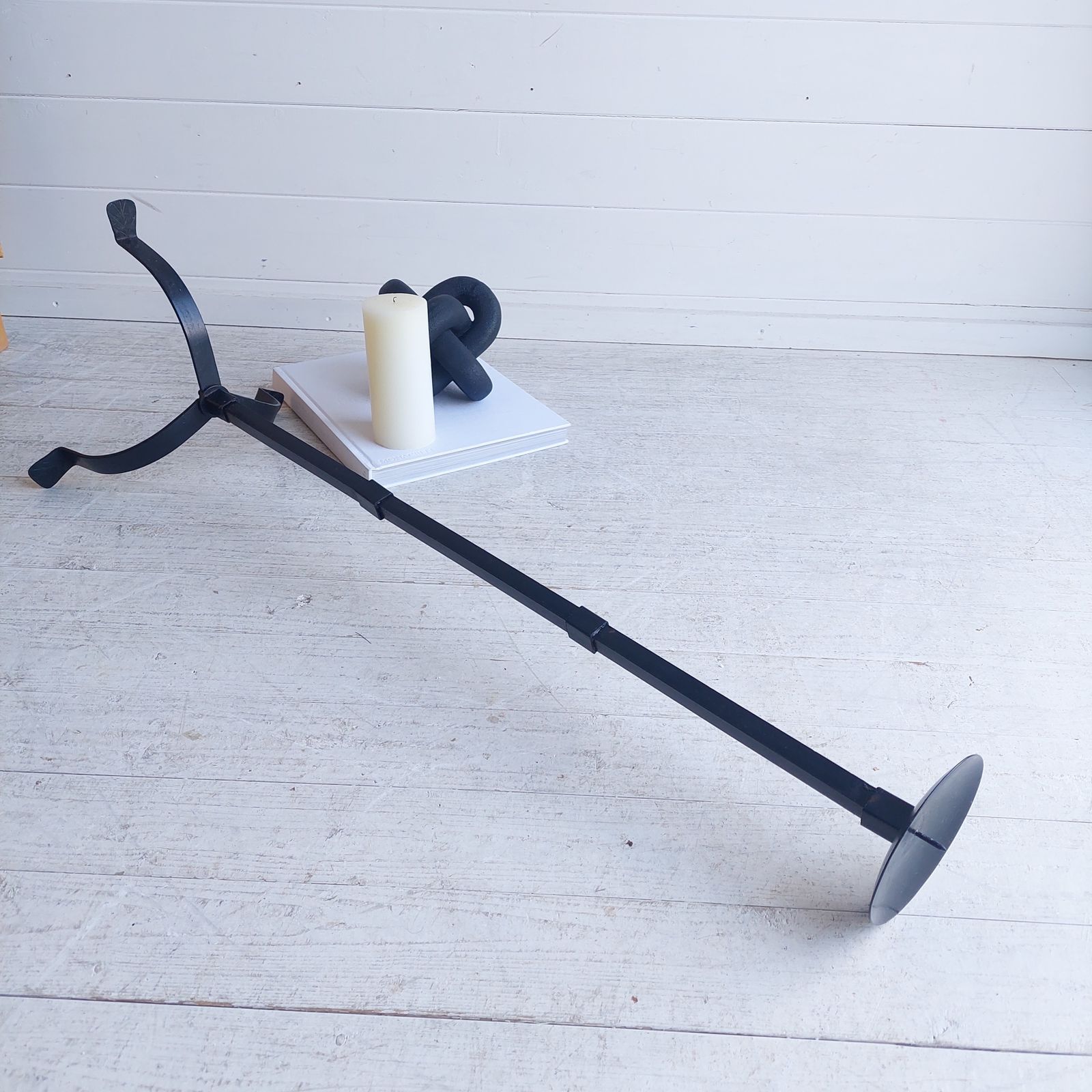 Mid Century Brutalist Wrought Iron Tripod Floor Candleholder Large Candlestick Torchere, 1960s photo 120.0