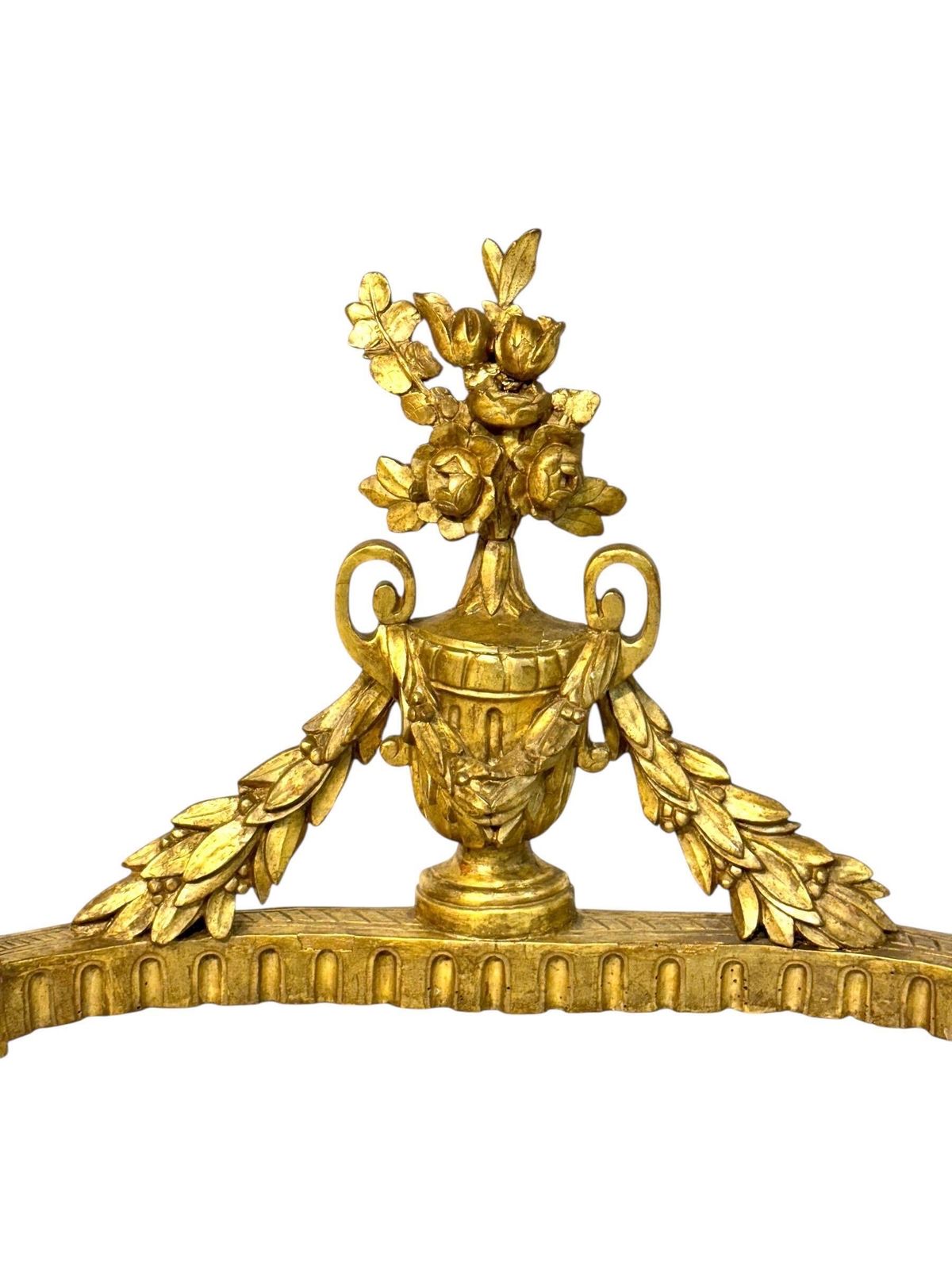 photo vintage 19th Century Louis XVI Giltwood Demi Lune Console With Carrara Marble Top