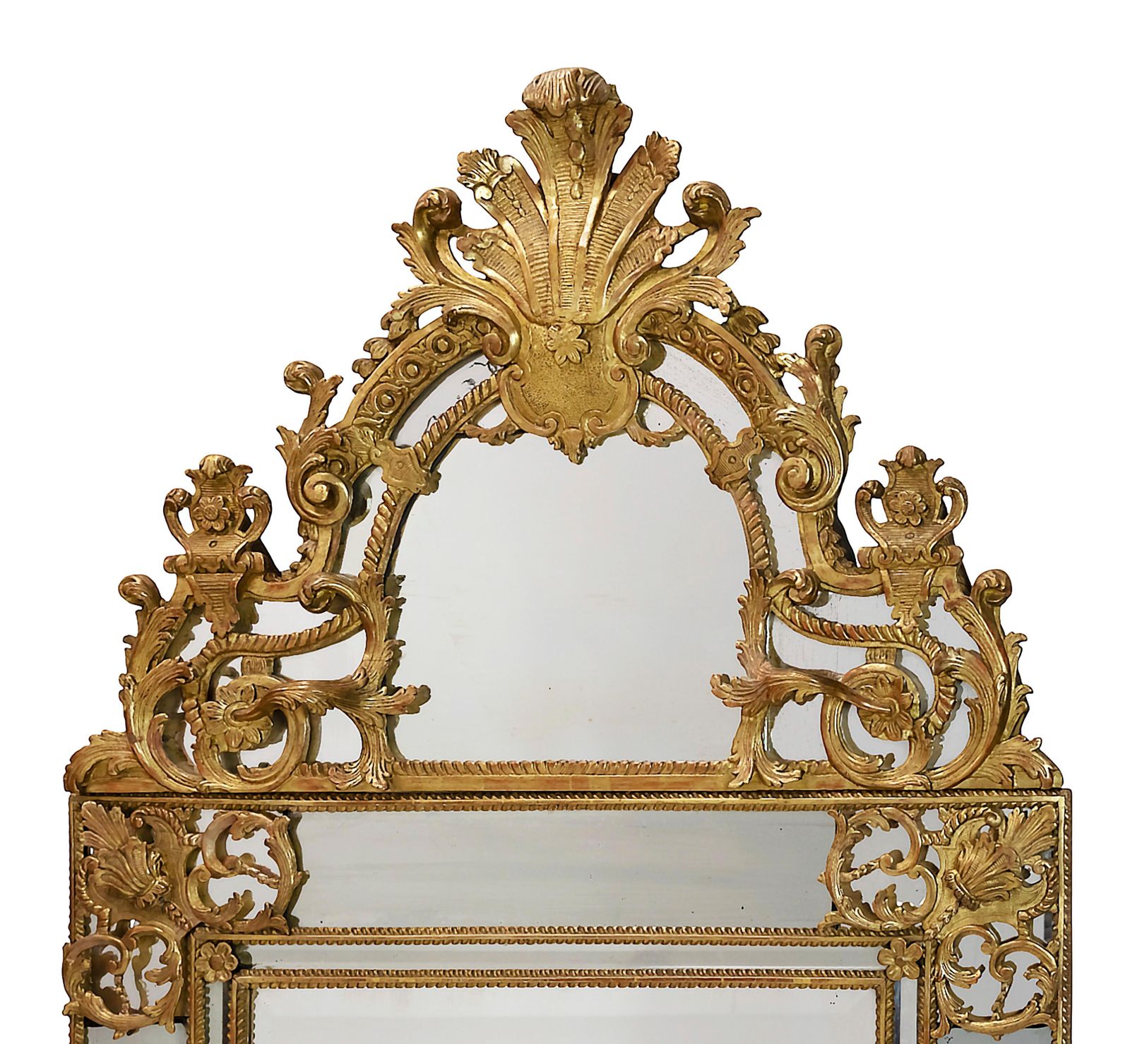 French Carved Giltwood Wall Mirror, 18th Century Régence Period photo for sale