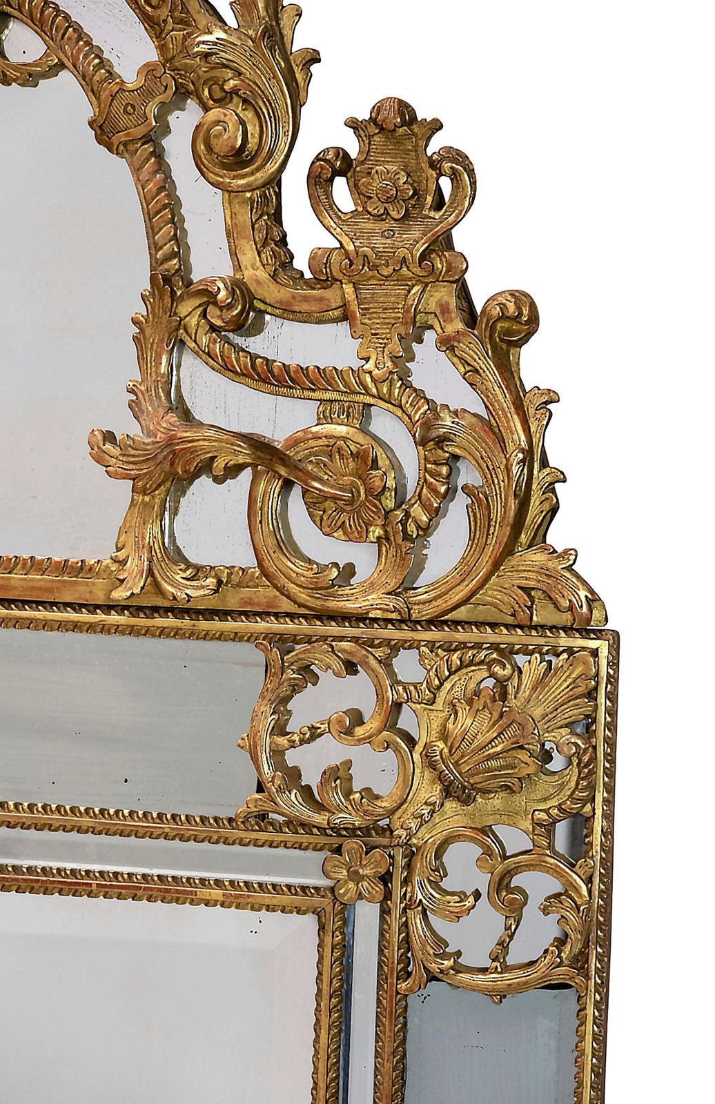 French Carved Giltwood Wall Mirror, 18th Century Régence Period photo Home Decor