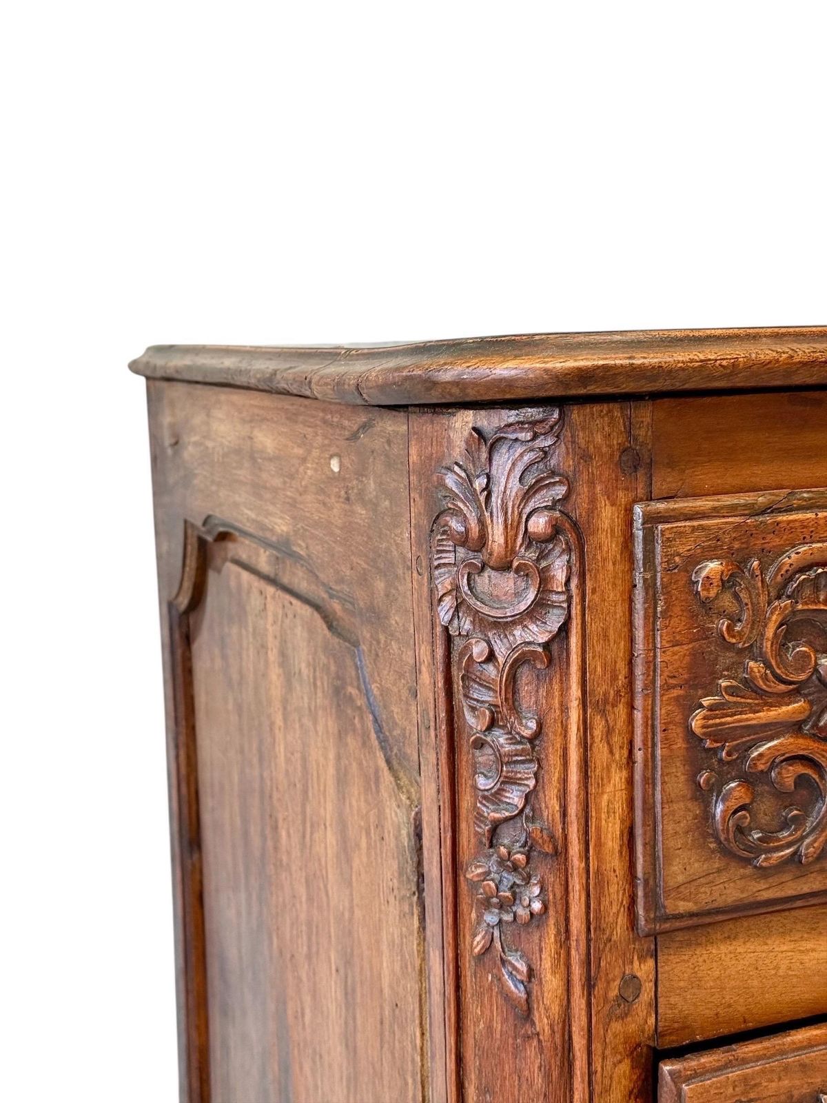 18th Century French Louis XV Walnut Commode With Ornate Carvings photo Furniture