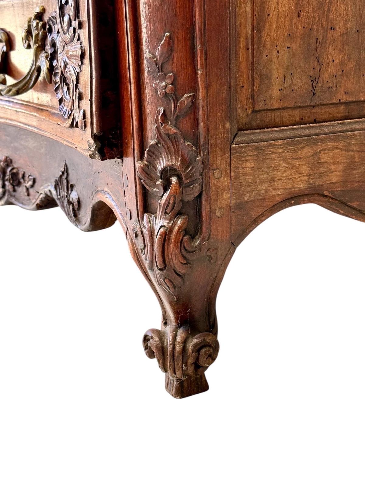 18th Century French Louis XV Walnut Commode With Ornate Carvings photo buy