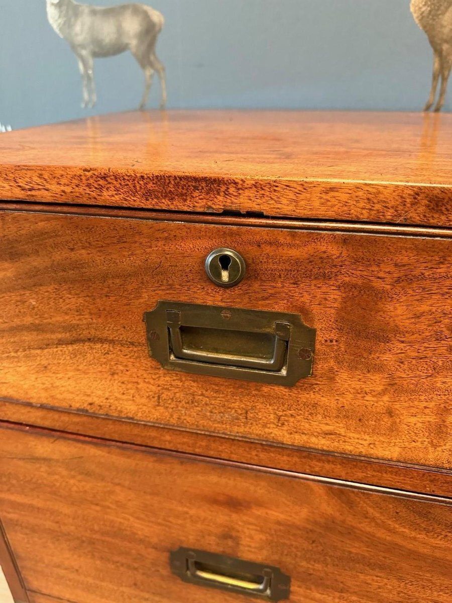 Furniture Antique Campaign Chest Of Drawers photo