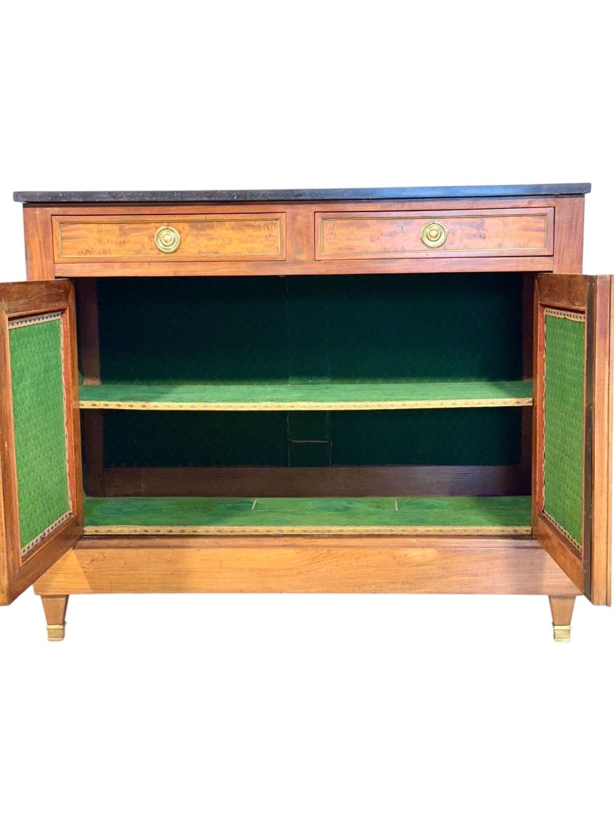 19th Century French Buffet In Burr Elm With Black Marble Top photo for sale