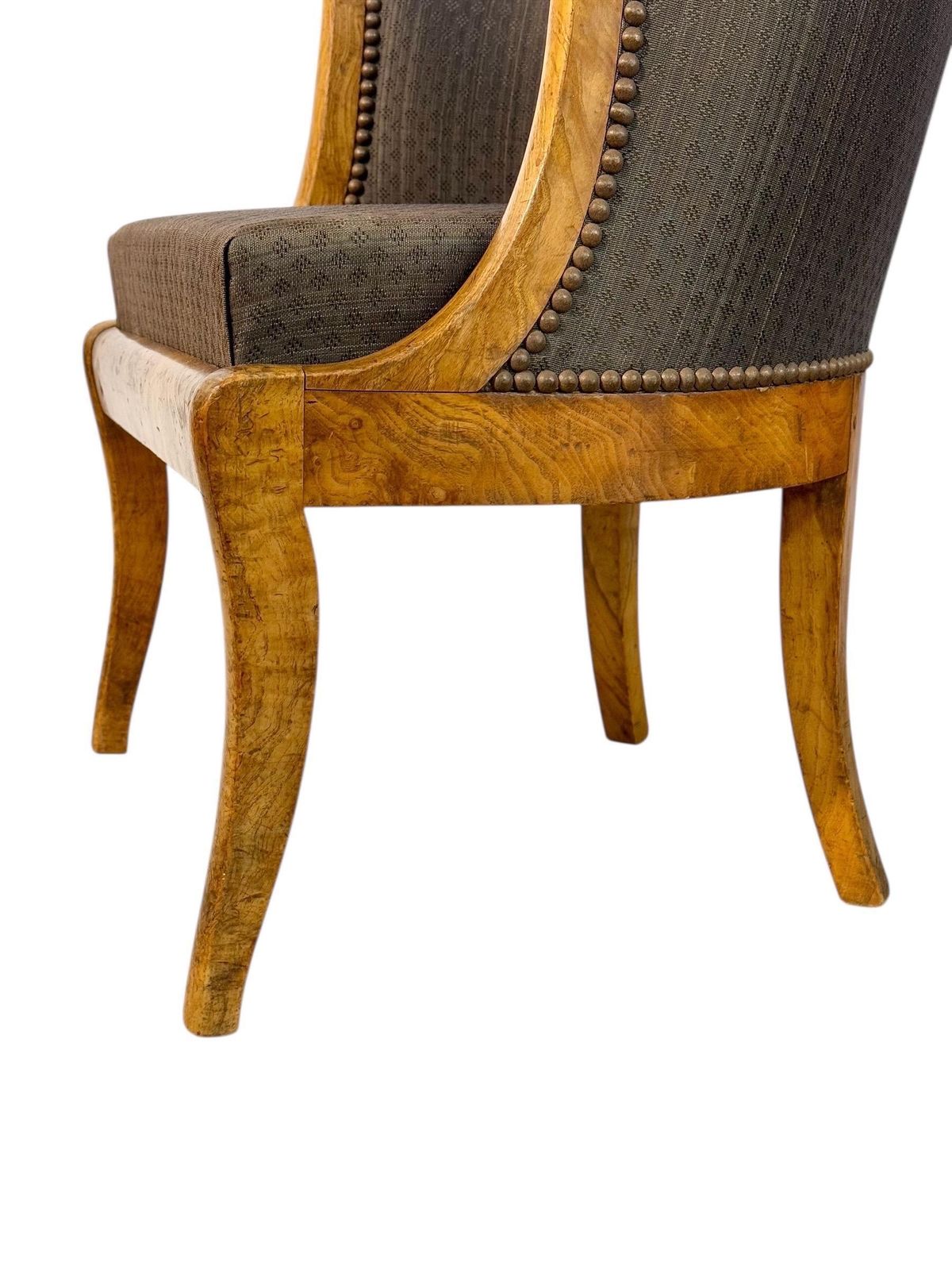photo furniture Pair Of 19th Century French Empire Style Burl Wood Gondola Armchairs